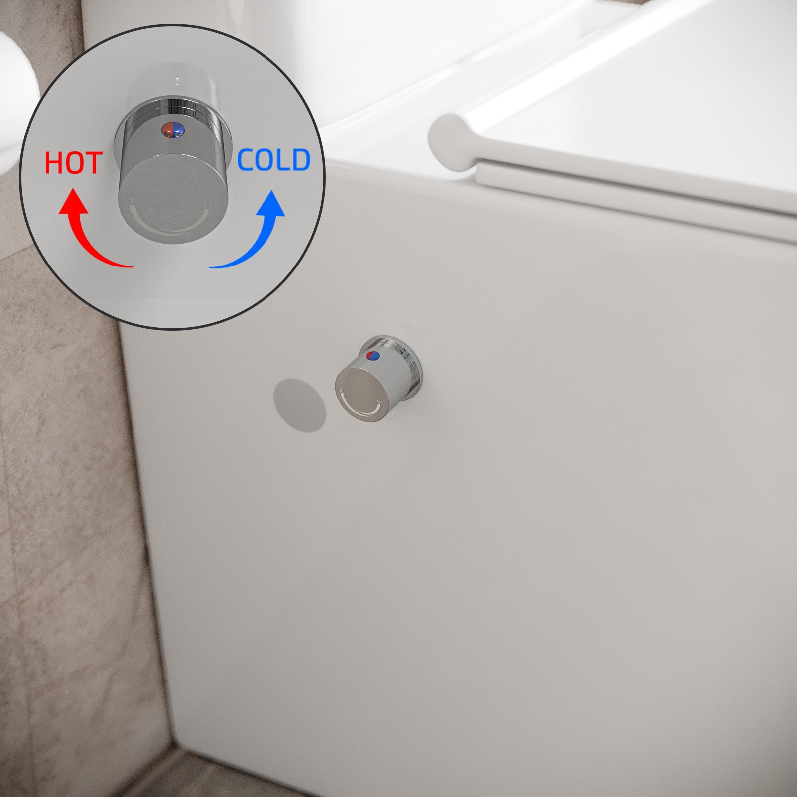 Comfort Height Close Coupled Toilet Pan With Integrated Hot Cold Bidet Valve set