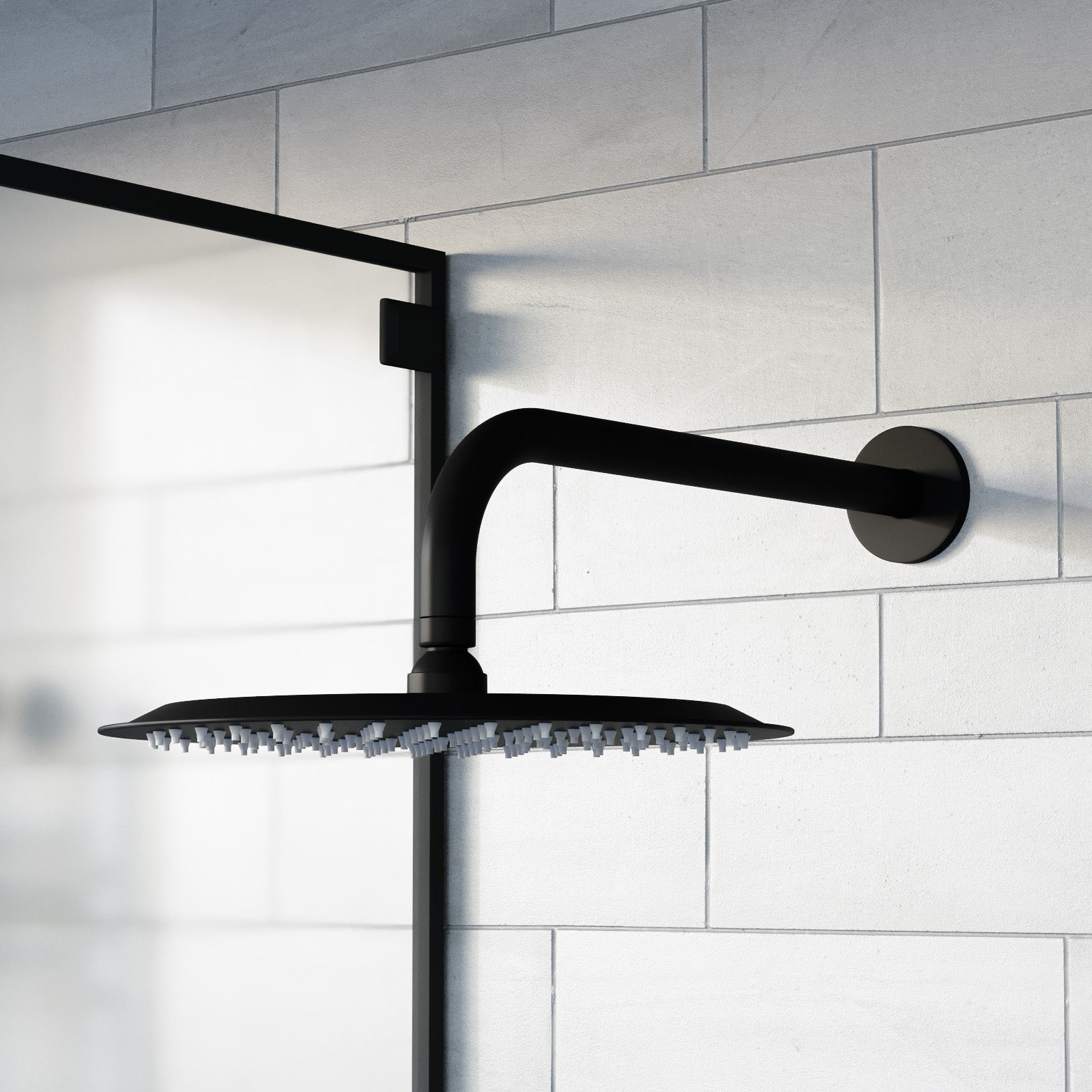 Folke 2 Dial 2 Way Round Concealed Thermostatic Shower Mixer Valve, Shower Head, and Handset Black Matte