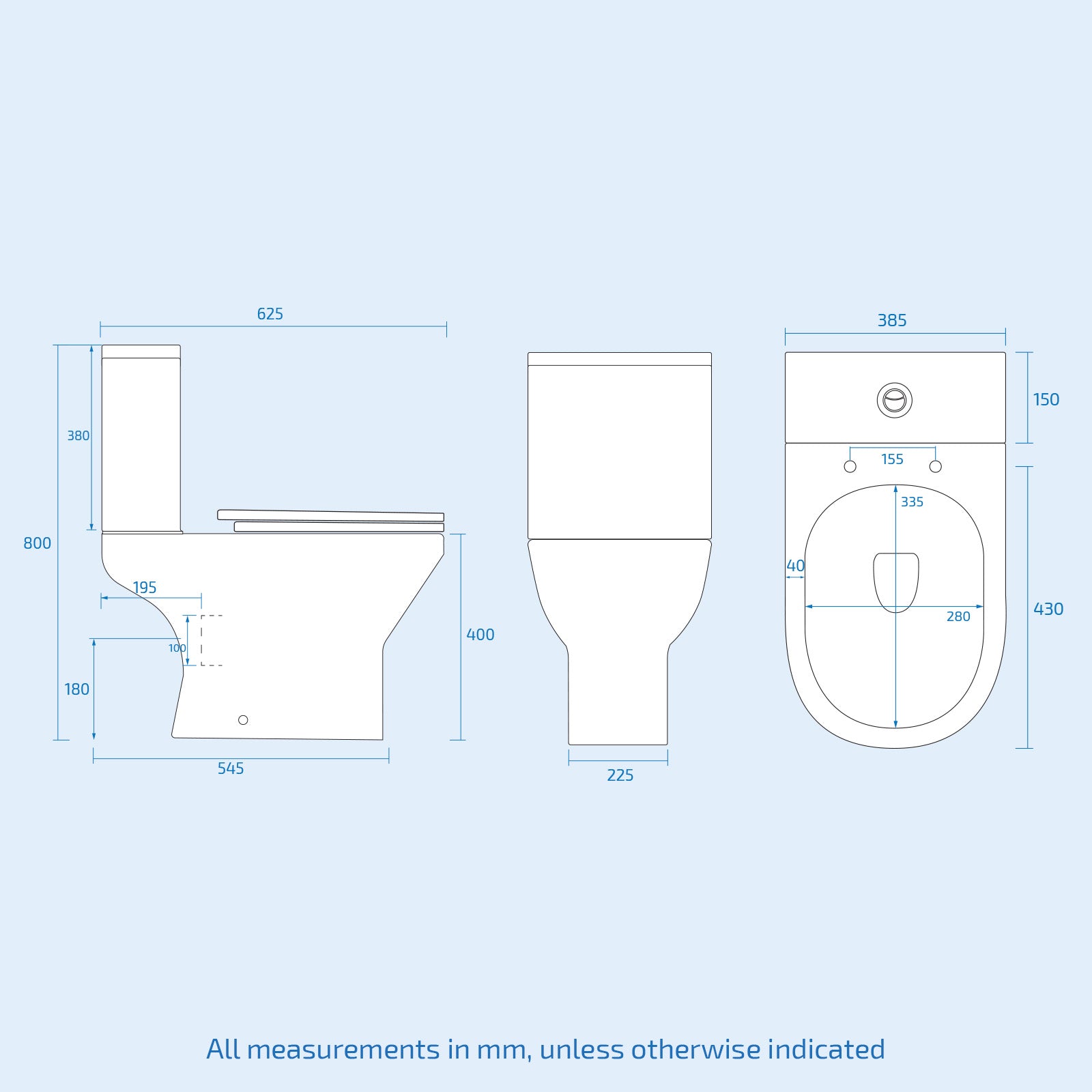 Modern Close Coupled Rimless Round Toilet Ceramic Soft Closing Seat White Oakham