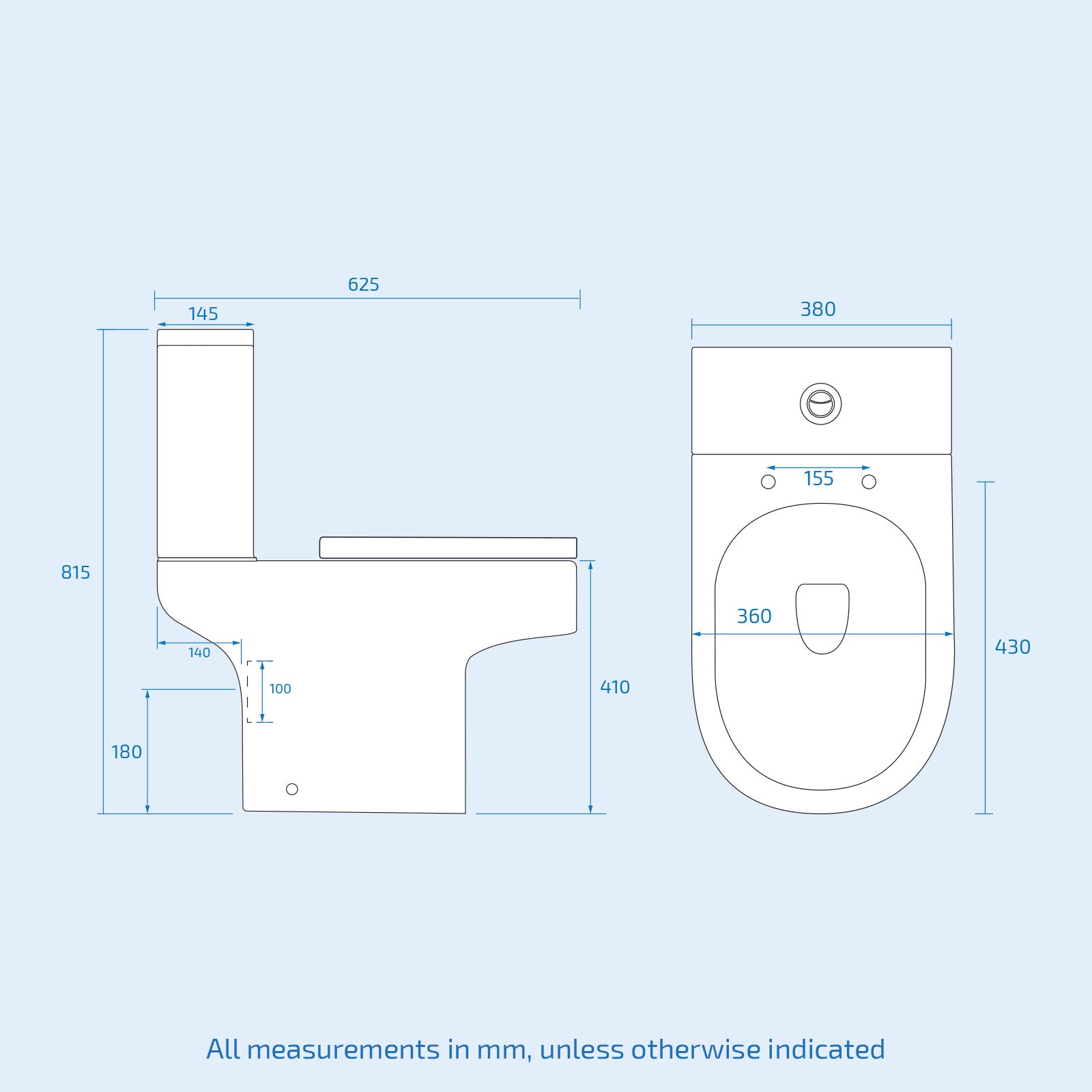 Modern Rimless Close Coupled Toilet and Cistern Soft Close Seat WC