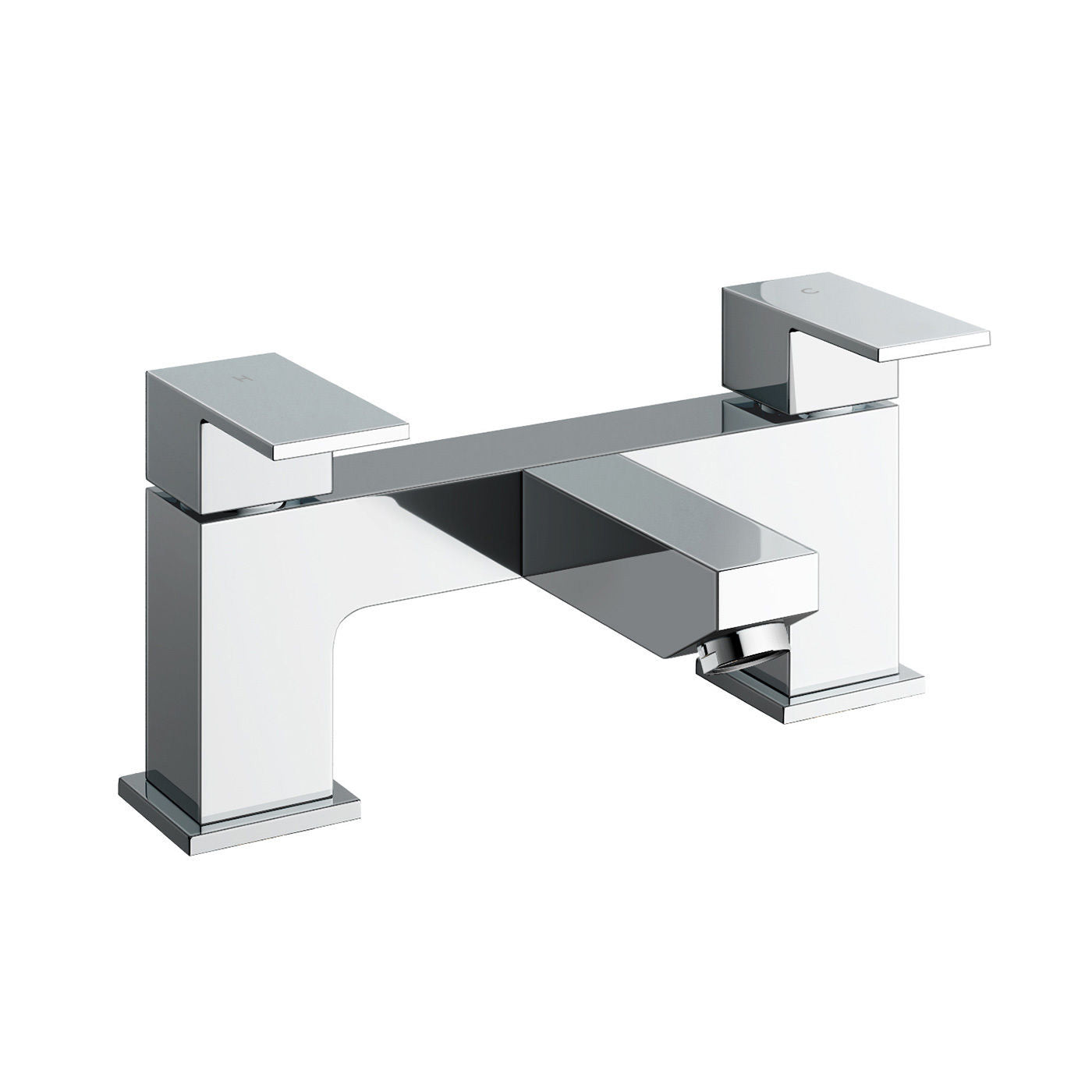 Brayton Contemporary Square Chrome Bridge Deck Mounted Bath Filler Tap