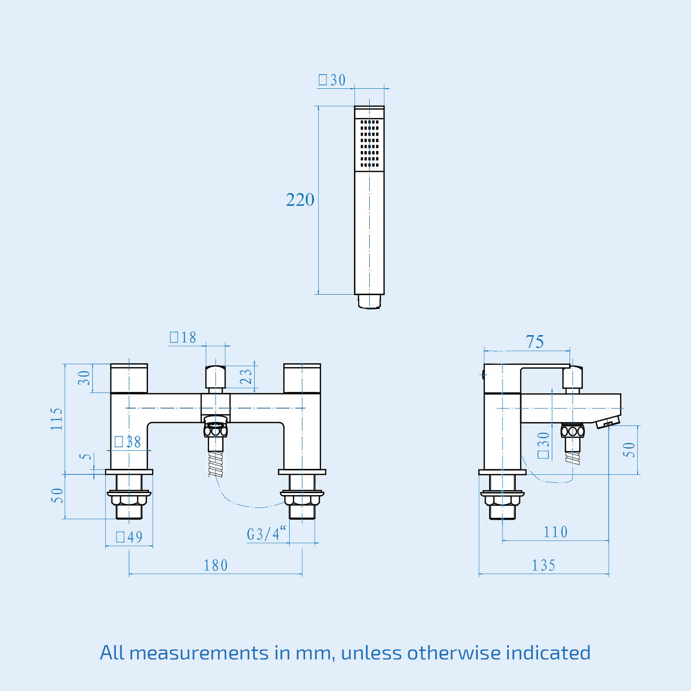 Brayton Contemporary Set Of Basin Sink Tap And Bath Shower Mixer Tap & Waste