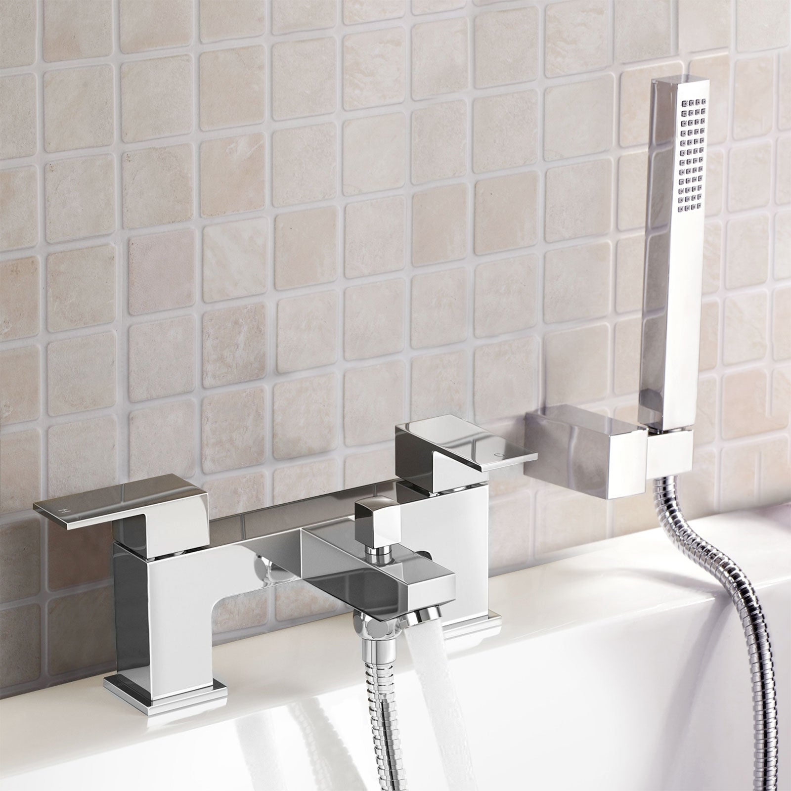 Brayton Contemporary Set Of Basin Sink Tap And Bath Shower Mixer Tap & Waste