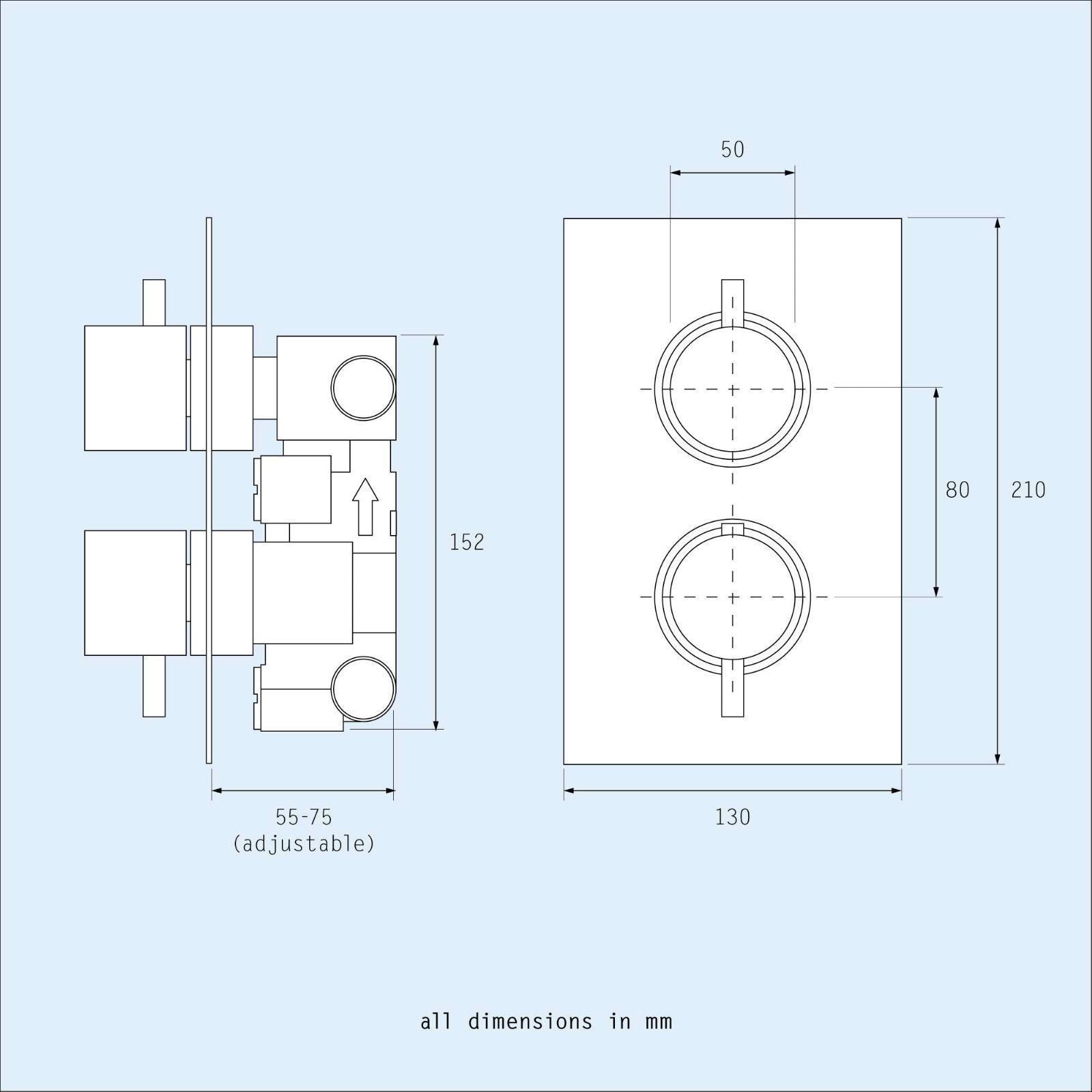 Bathroom Concealed Thermostatic Shower Mixer & Slider Rail 3 Mode Handset Shower