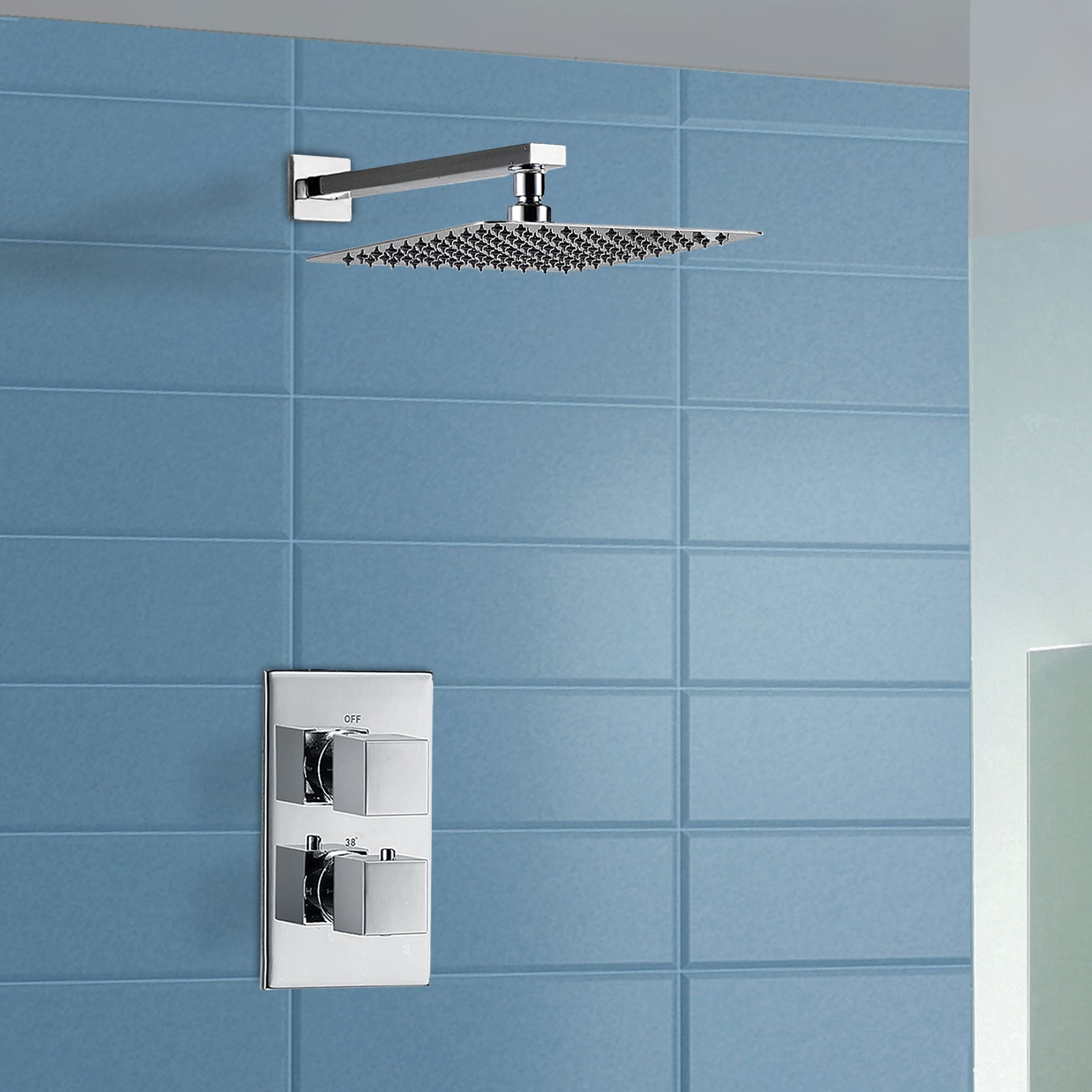 Slim 2 Dial 1 Way Concealed Square Thermostatic Shower Mixer