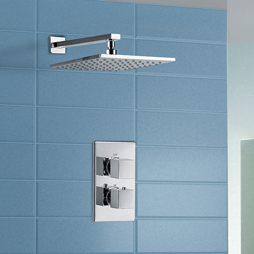 Olive Bathroom 3 Dial 3 Way Concealed Square Thermostatic Shower Mixer Valve Chrome