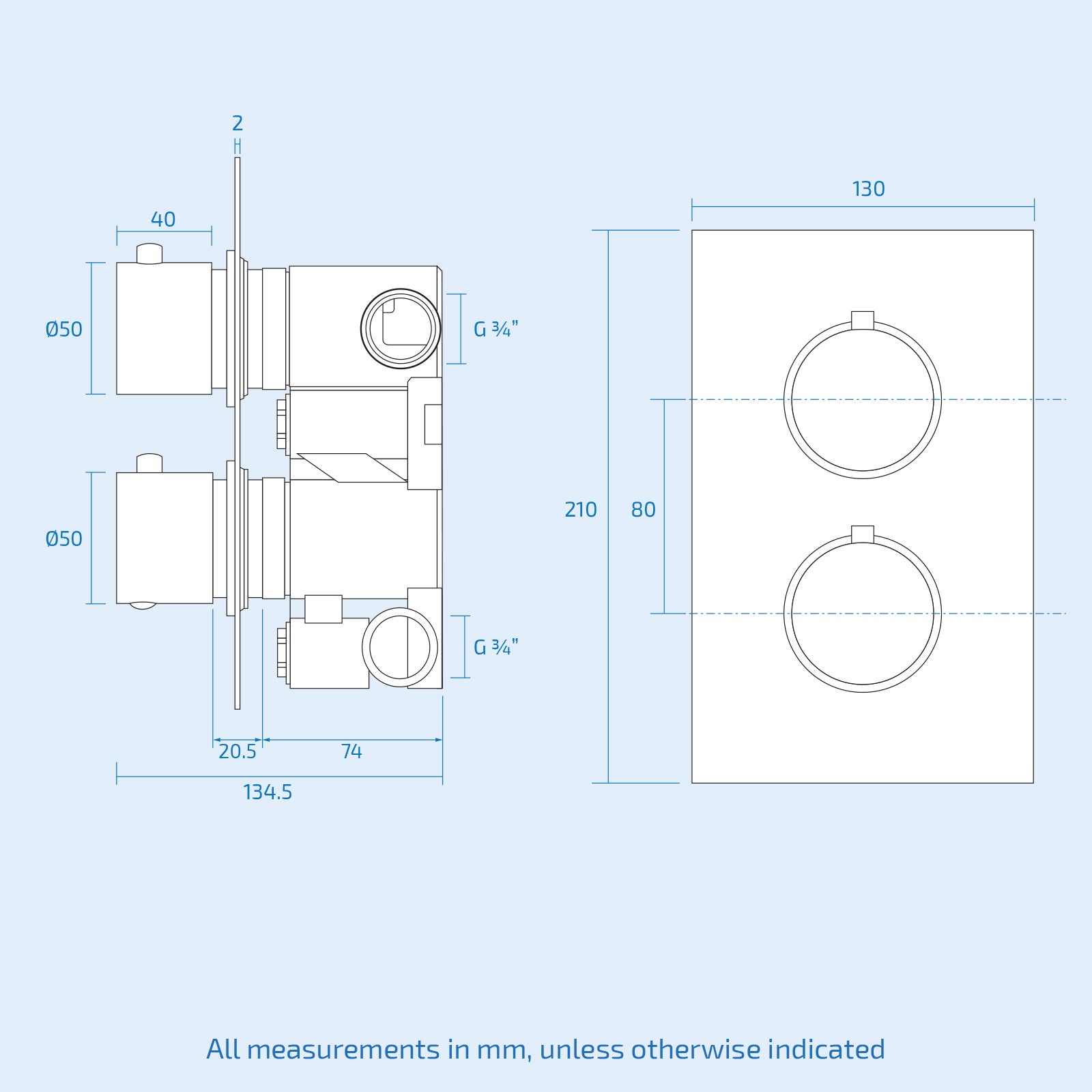 Violet Modern Round 2 Way Concealed Thermostatic Shower Mixer Valve - Black Matte