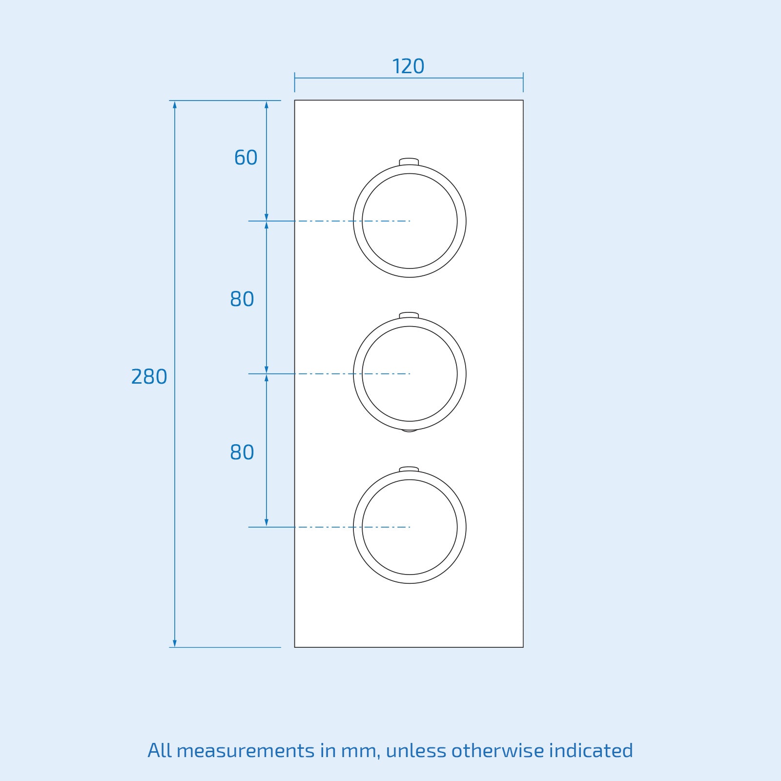 3 Dial 2 Outlet Concealed Thermostatic Shower - Round- Refined Valve