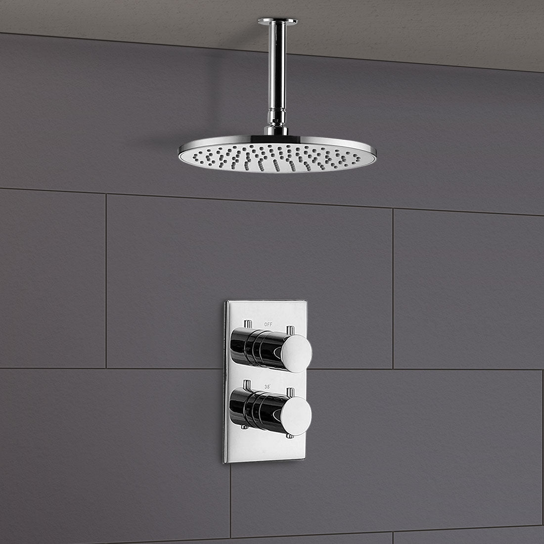 Lily Ceiling Round Head Concealed Thermostatic Mixer Shower Valve Set