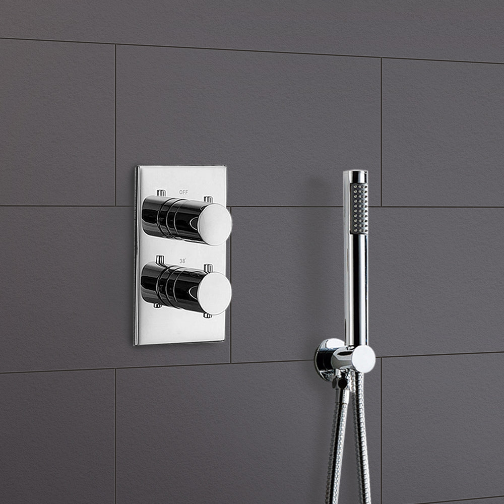 Teslie Round Concealed Thermostatic Shower Mixer Set - Handset & Bath Filler