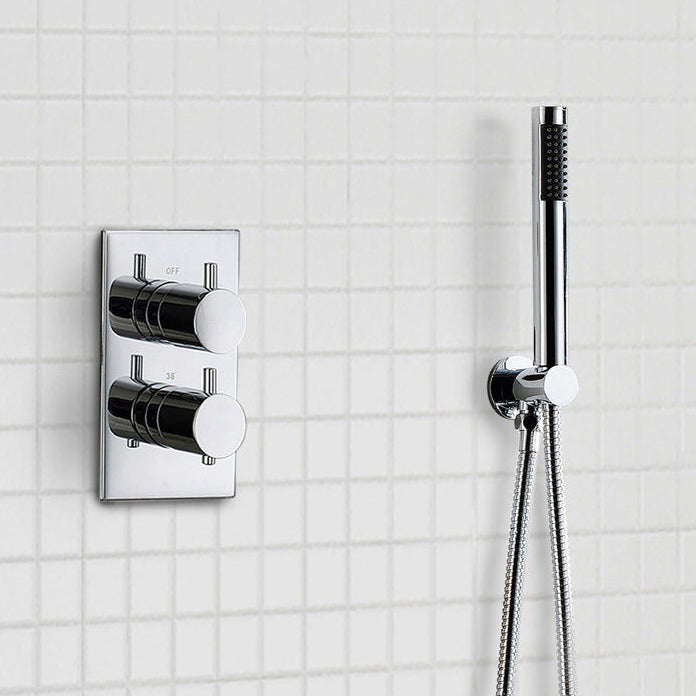 2 Dial 2 Way Round Concealed Thermostatic Mixer Valve Hand Shower Bath Filler