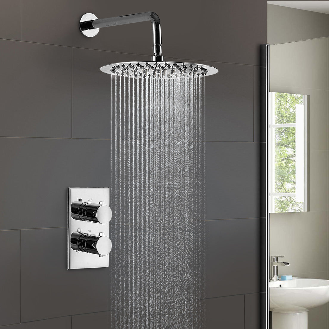 Lily Thin Concealed 2 Dial 1 Way Thermostatic Shower Mixer