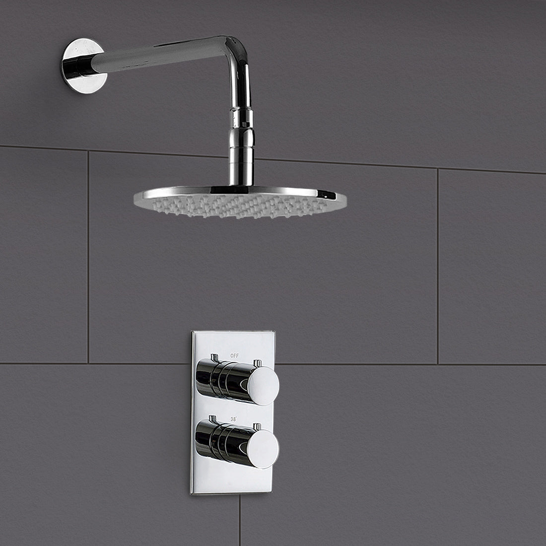 Lily LED Brass Overhead Shower with Round 1 Way Concealed Thermostatic Mixer