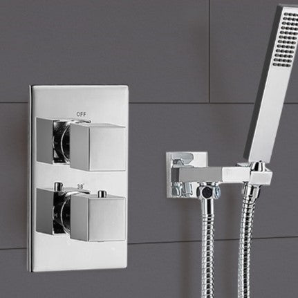 Temel Square 2 Dial 1 Way Chrome Concealed Thermostatic Shower Mixer Valve