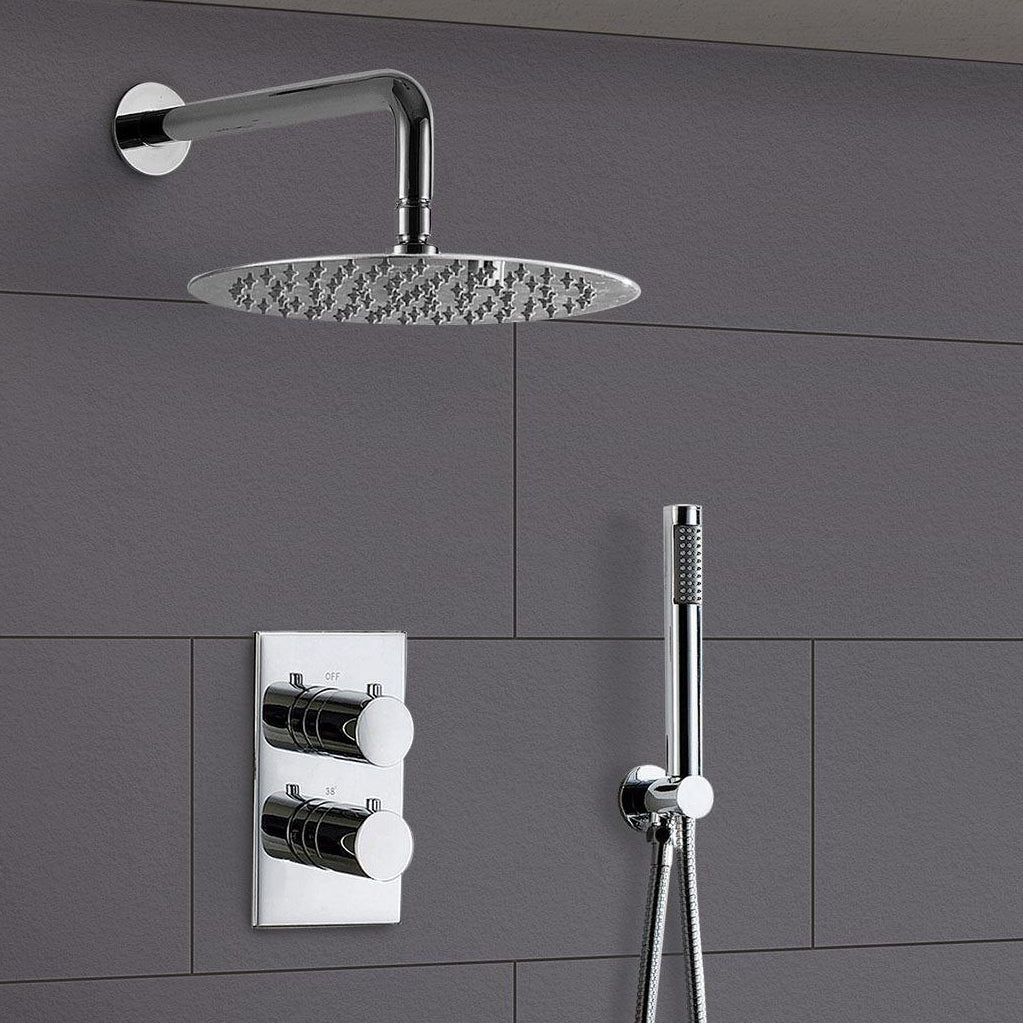 Violet Round Concealed Thermostatic Shower Mixer, Shower Head & Handset