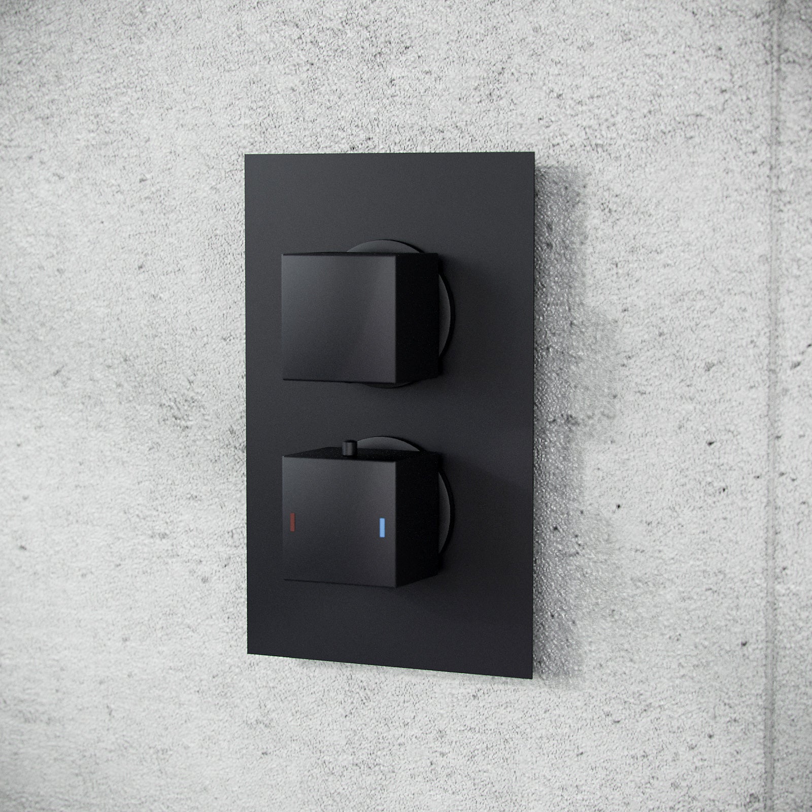 Temel Matte Black 2-Way Concealed Square Thermostatic Shower Mixer Valve Set