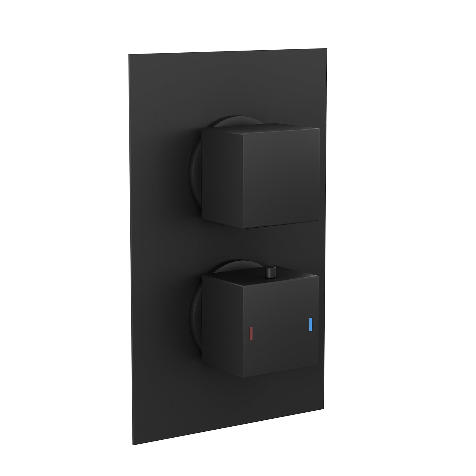 Temel Matte Black 2-Way Concealed Square Thermostatic Shower Mixer Valve Set