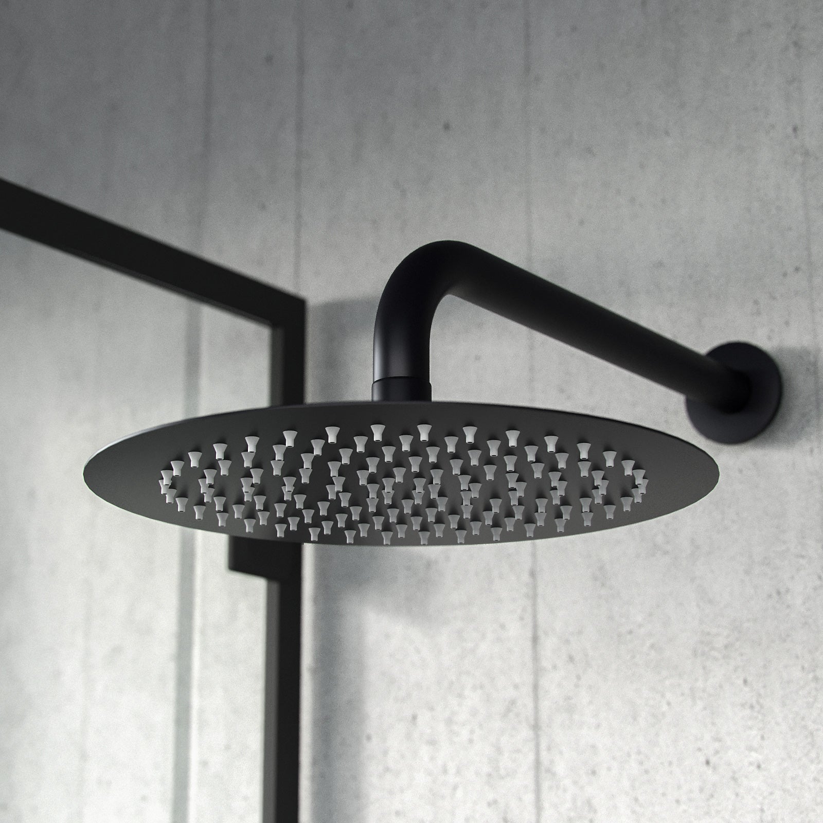 Temel 2-Way Overhead Shower And Matte Black Raiser Rail With Handset Set