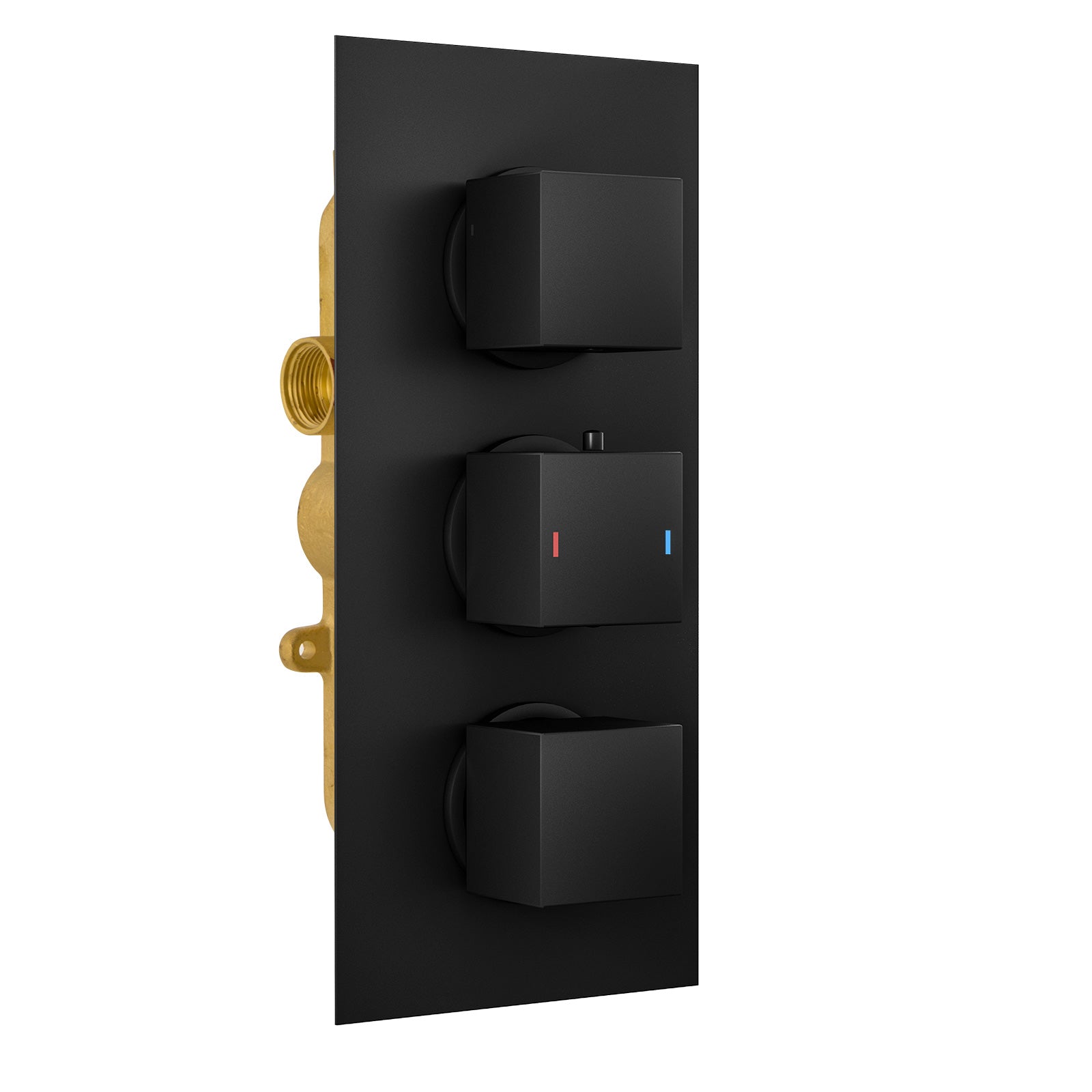 Temel Matte Black Concealed Thermostatic Mixer Valve, Slider Rail & Shower Head Set