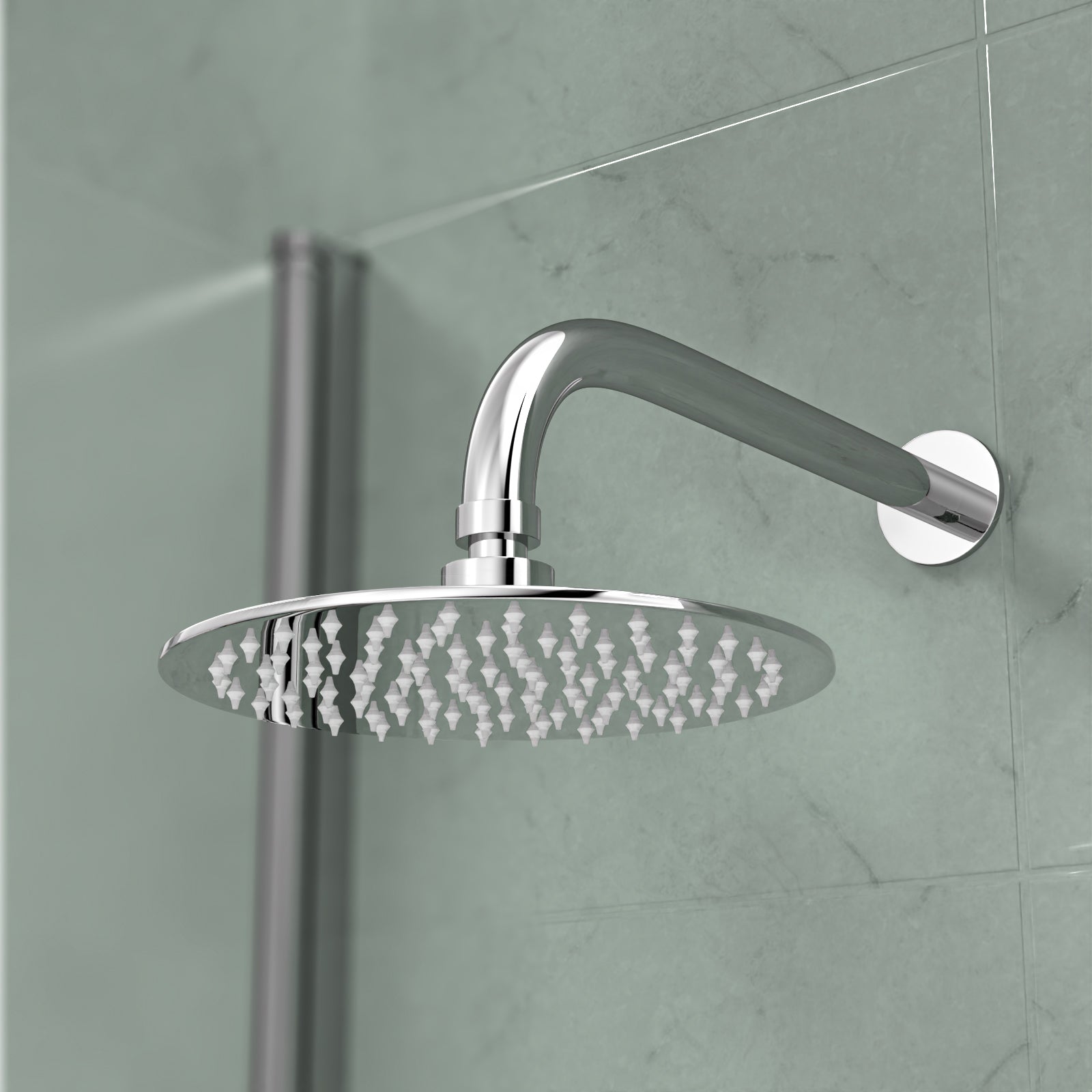 Flora Round 3 Way Concealed Thermostatic Shower Mixer Valve, Shower Head, Handset, Bath Filler Set Chrome