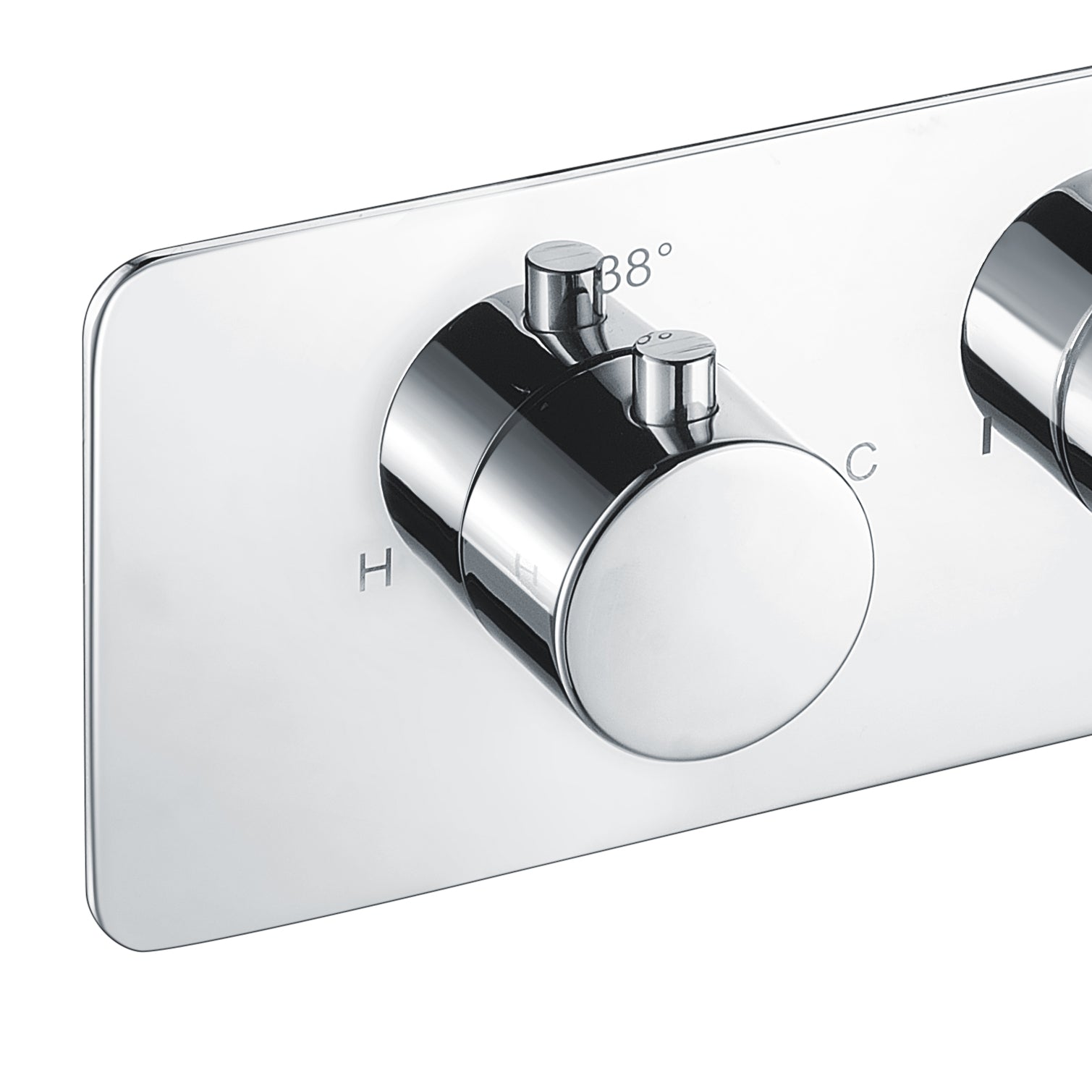 Bathroom 2 Dial 2 Way Round Concealed Thermostatic Valve - Shower Slim Head & Handset