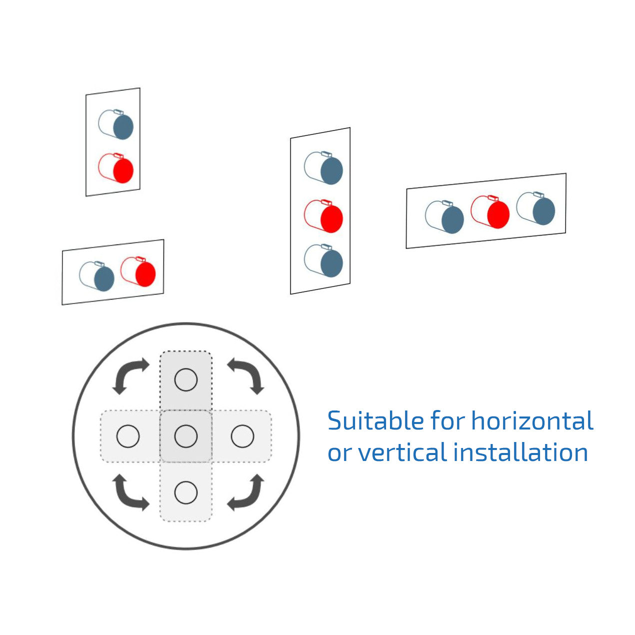 Modern Chrome Square 2-Way 3-Dial Concealed Thermostatic Shower Mixer Valve