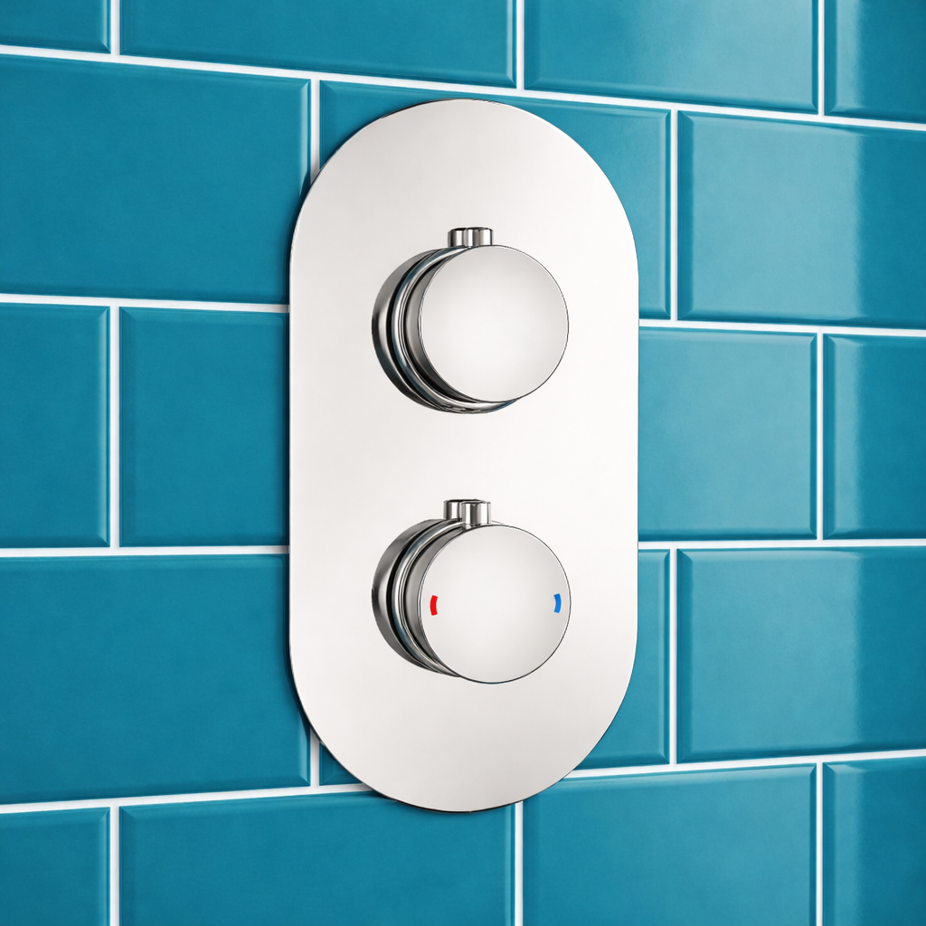 Modern Chrome Round 1-Way Concealed Thermostatic Shower Mixer Valve
