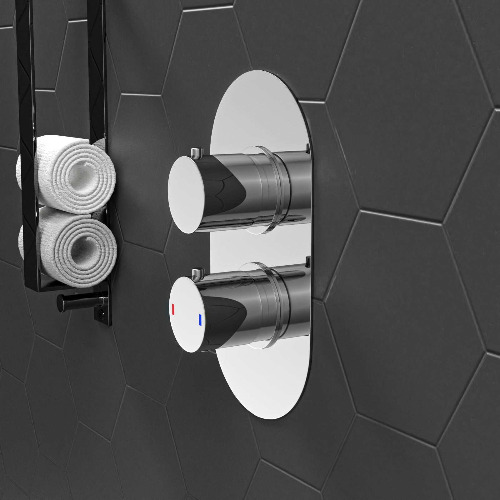 Modern Chrome Round 2-Way Concealed Thermostatic Shower Mixer Valve