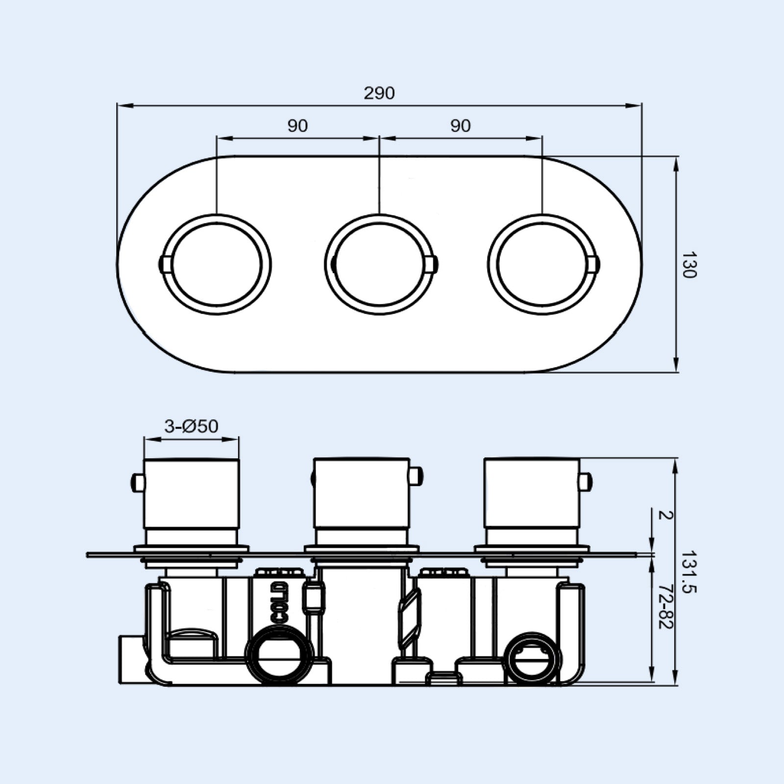 3 Dial 3 Outlet Round Concealed Thermostatic Shower Set