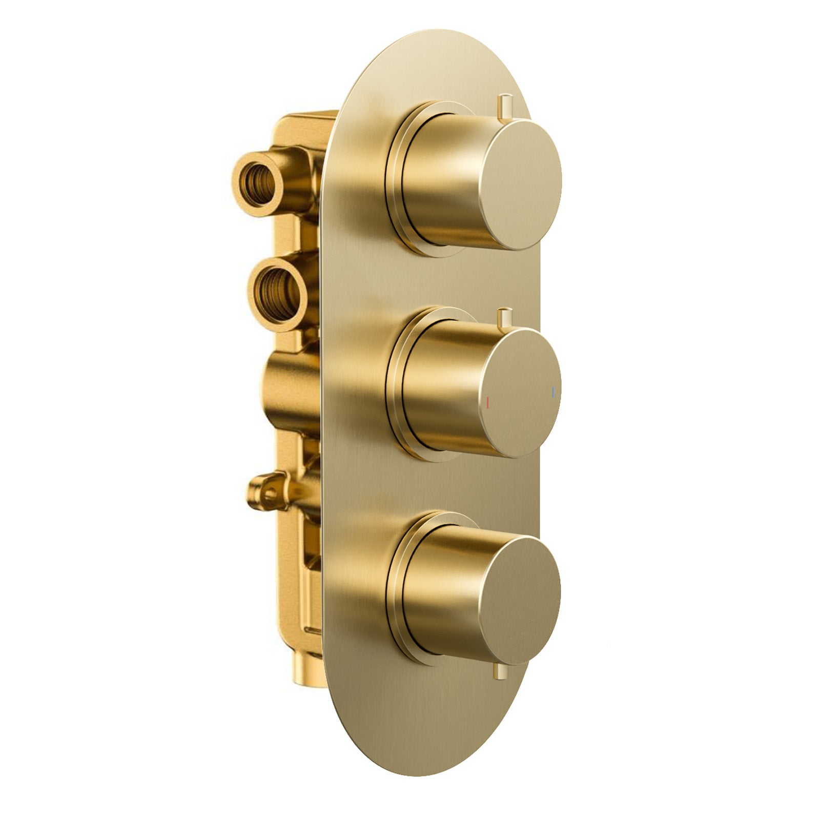 Concealed Thermostatic Valve With 3 Outlets & 3 Knobs -  Brushed Brass