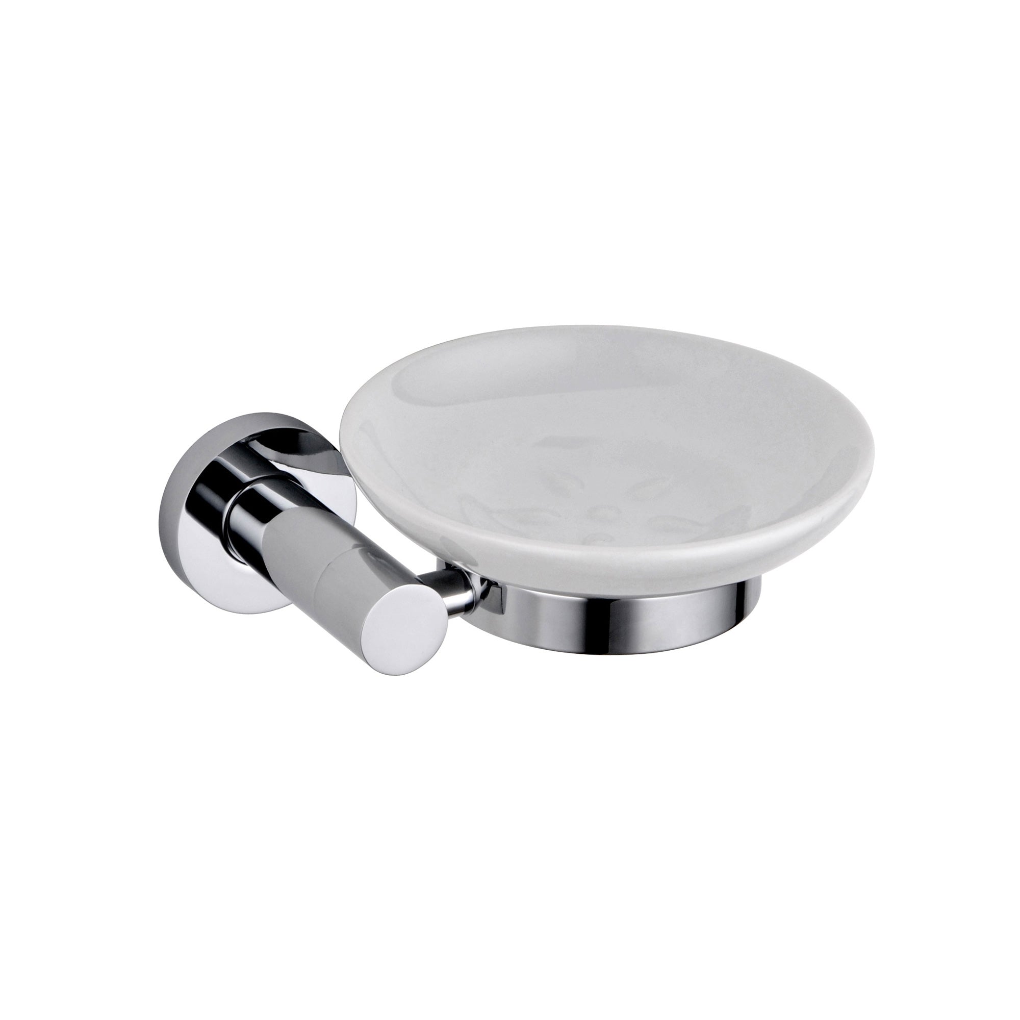 Chrome Round Style Brass Wall Mounted Round Bathroom Ceramic Soap Dish