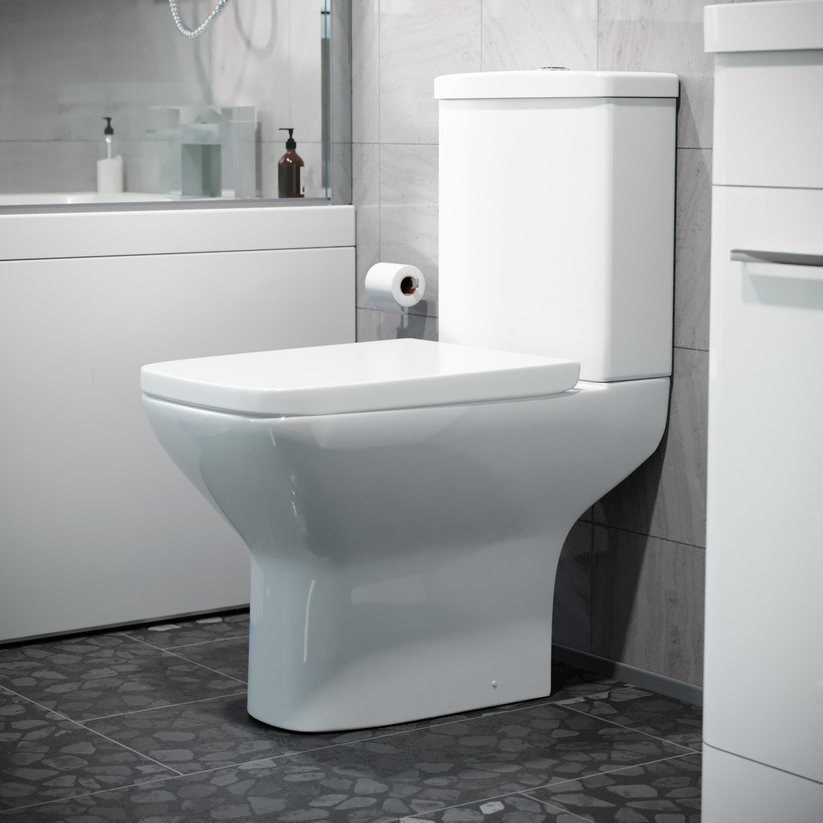 Sandra Modern Square Rimless Close Coupled Toilet With Soft Close Seat