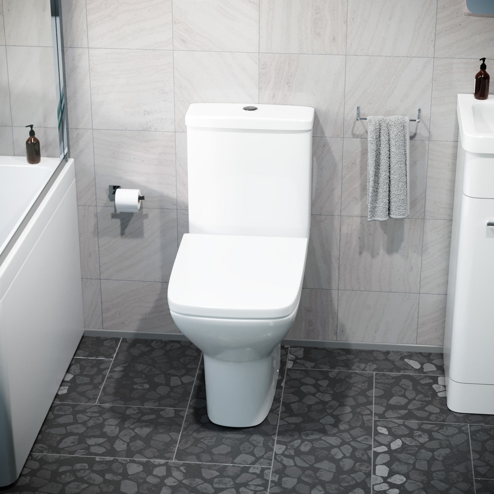 Sandra Modern Square Rimless Close Coupled Toilet With Soft Close Seat