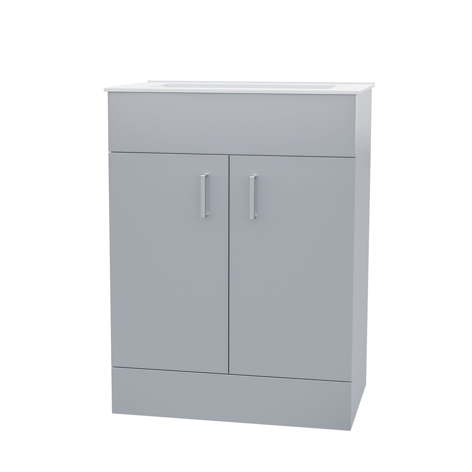 Nanuya 600mm Grey Floorstanding Vanity Unit & Slim White Basin Flat Pack