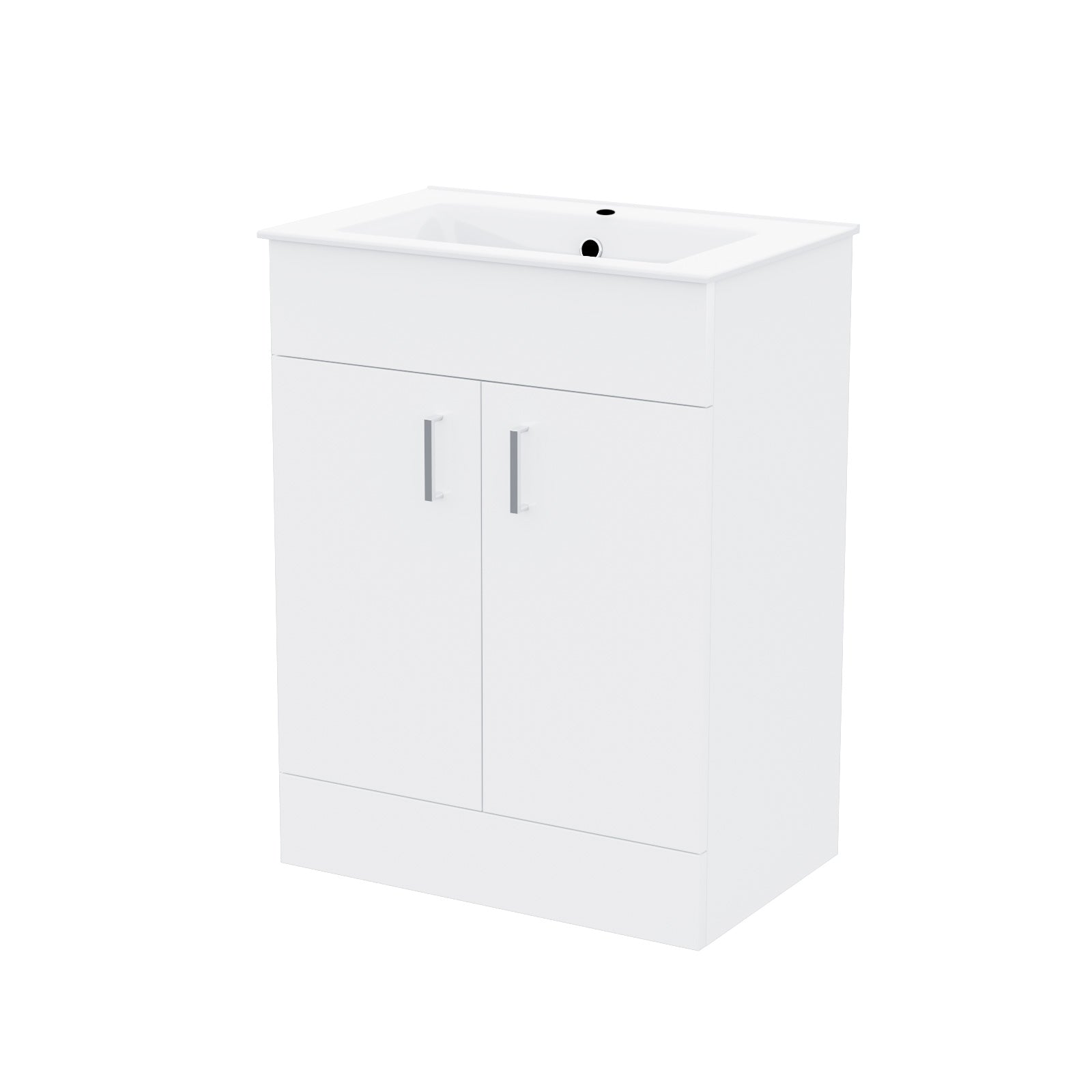 Nanuya 600mm White Floorstanding Vanity Unit & Slim White Basin Flat Pack