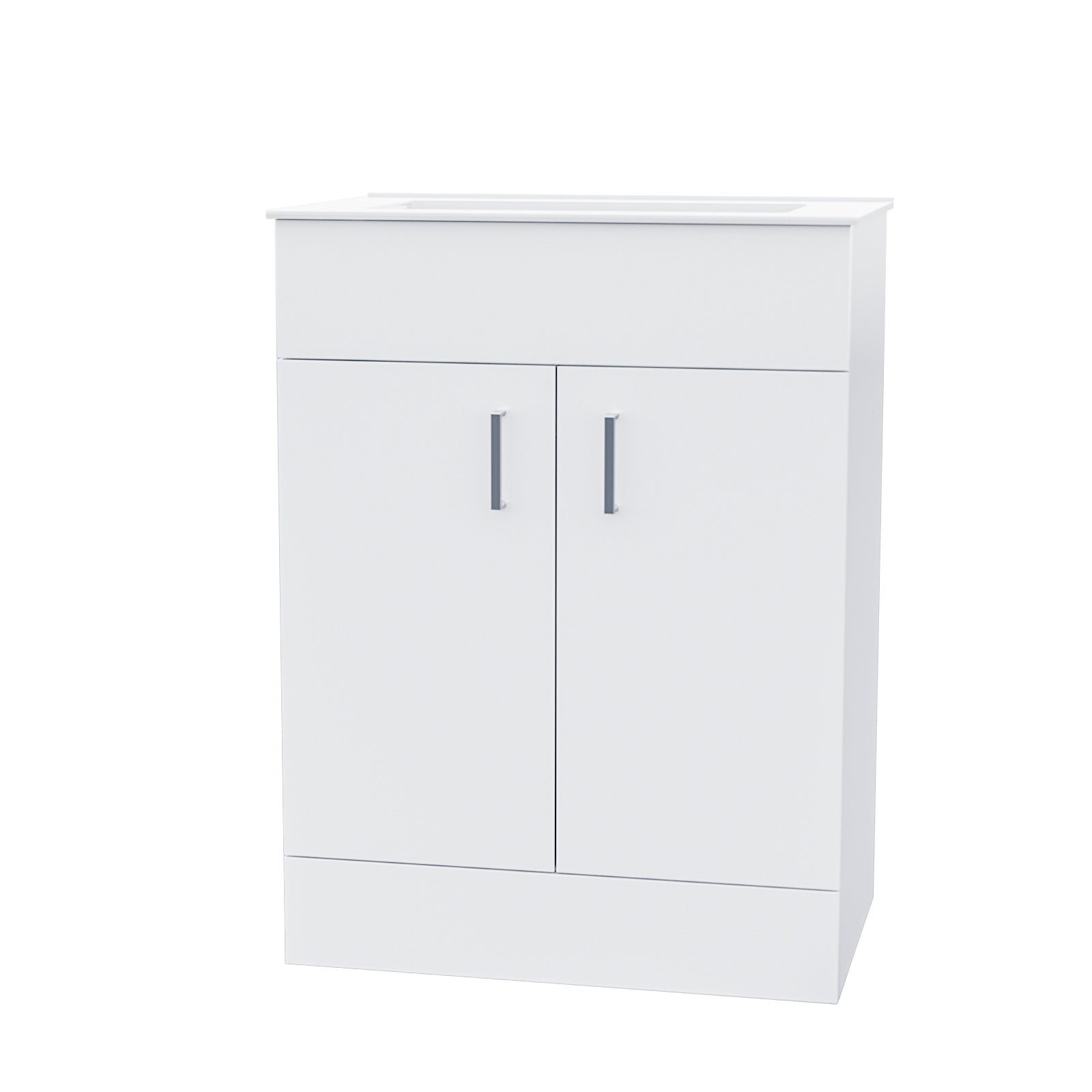 Nanuya 600mm White Floorstanding Vanity Unit & Slim White Basin Flat Pack