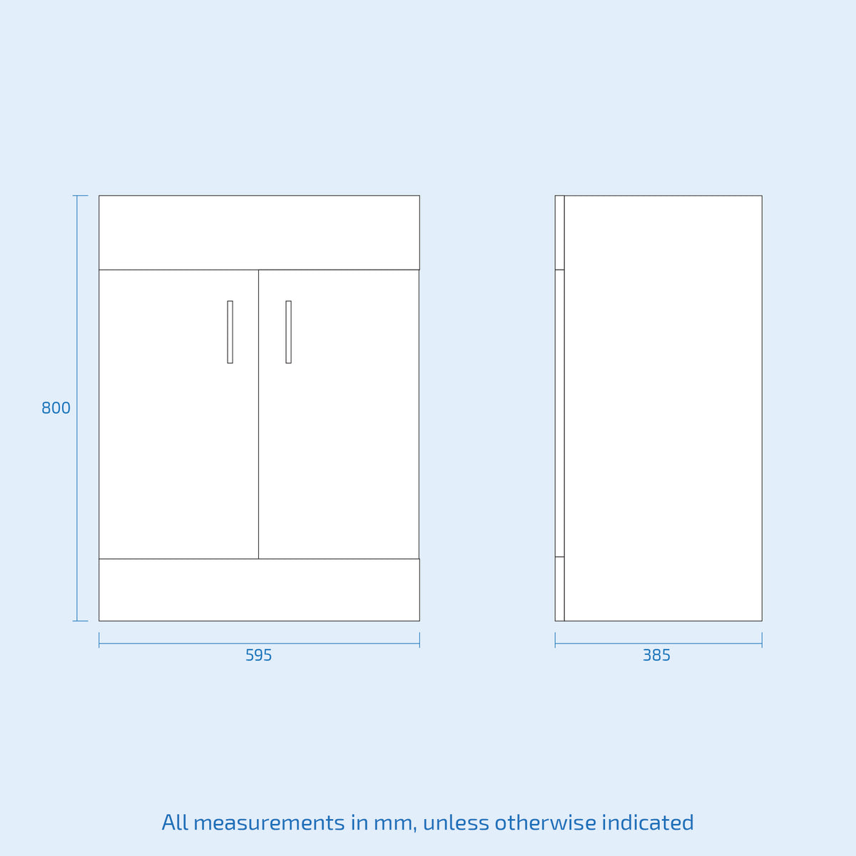 Set of 2 Floorstanding 600mm Cabinet with Ceramic Mid Edge Twin Basin - White
