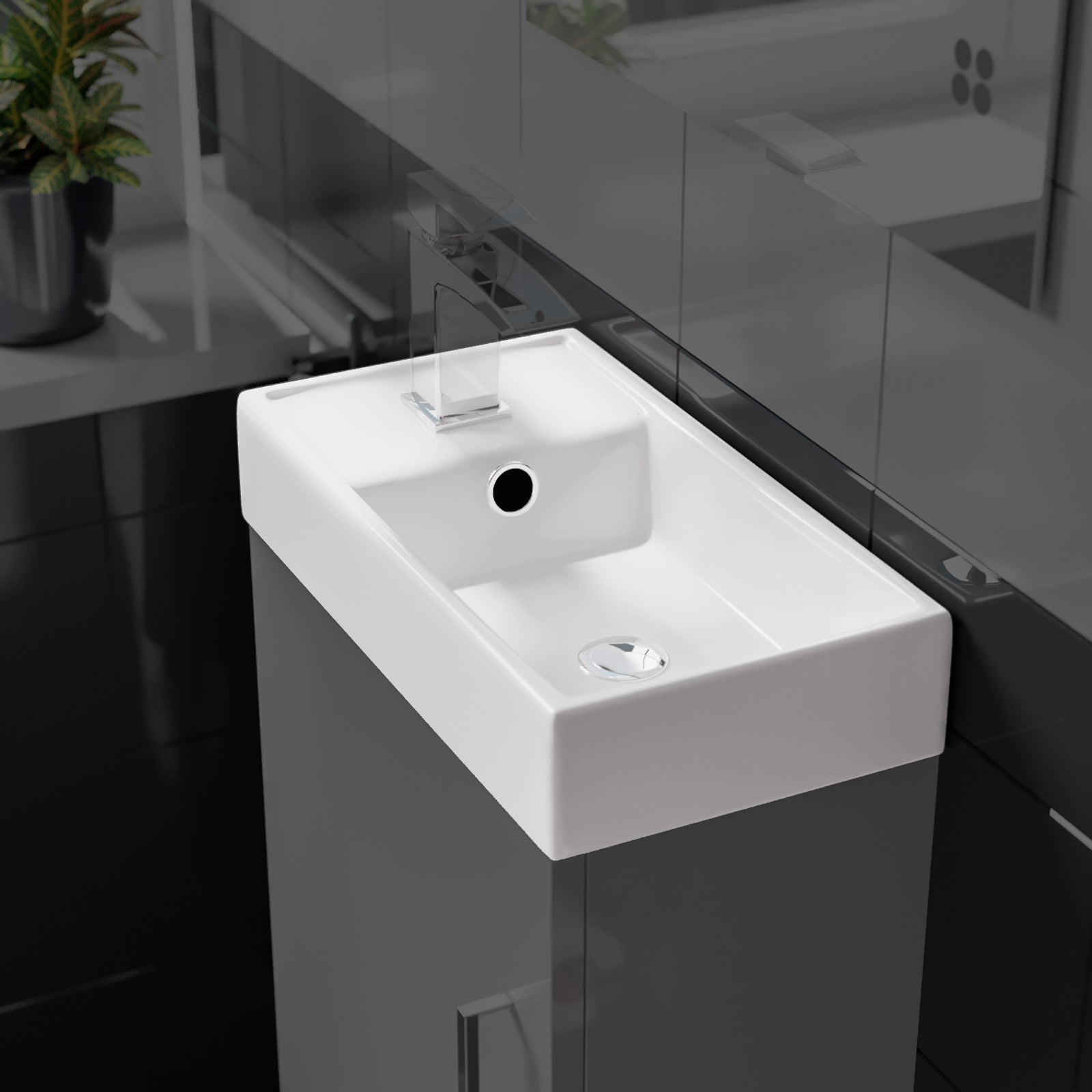 400mm White Ceramic Basin with 1 Tap Hole