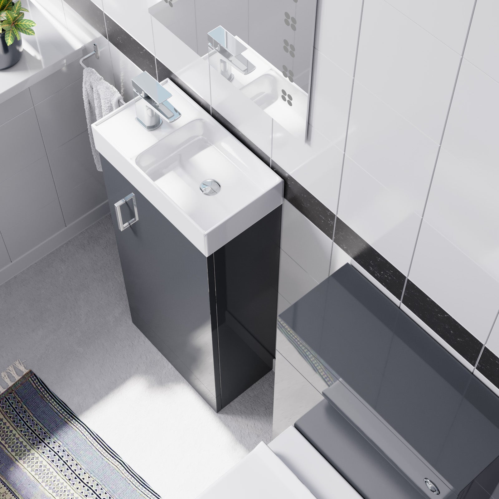 Nanuya Dark Grey 400mm Floorstanding Vanity Cabinet, BTW Toilet & WC Unit