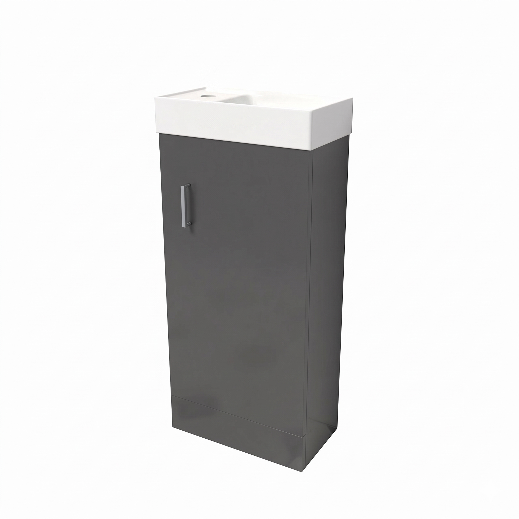 Small Bathroom Suite - Nanuya 400mm Anthracite Cloakroom Basin Vanity Unit with Close Coupled Toilet & 1400mm Square Single Ended Bath