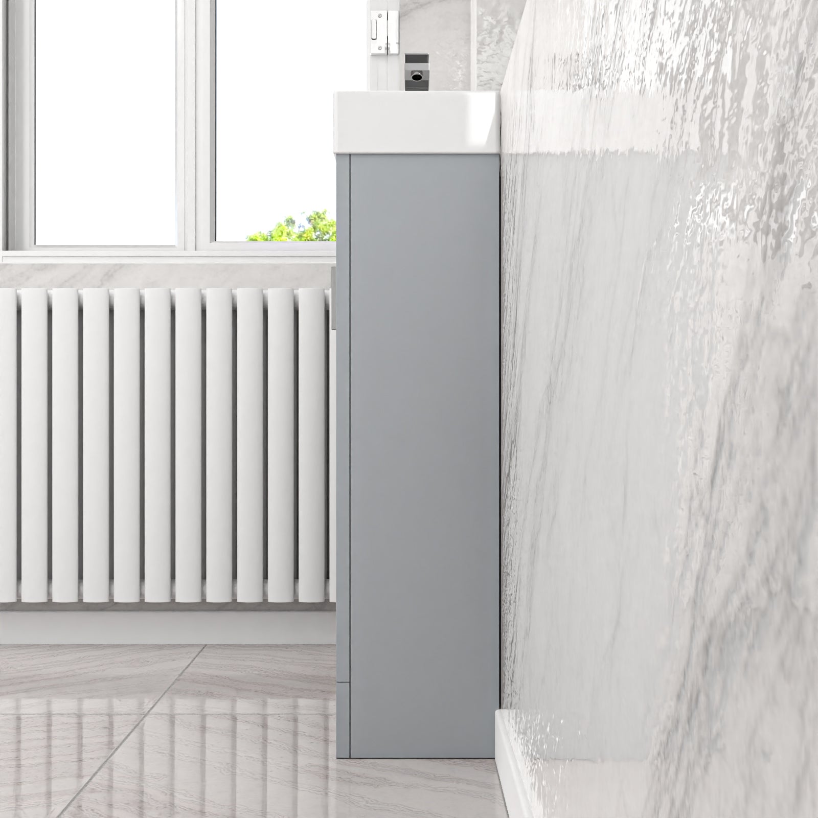 Matte Grey 400mm Cloakroom Vanity Basin Unit Basin Mixer Tap & Waste