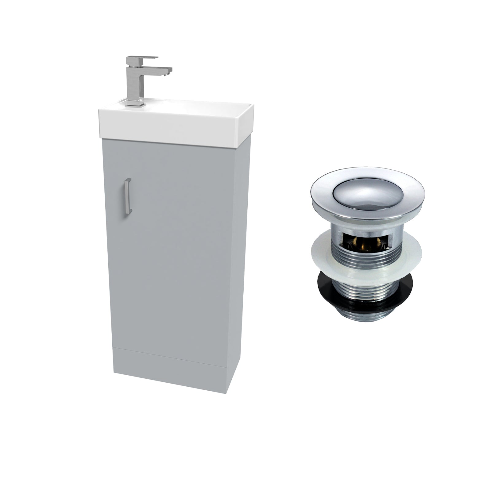 Matte Grey 400mm Cloakroom Vanity Basin Unit Basin Mixer Tap & Waste