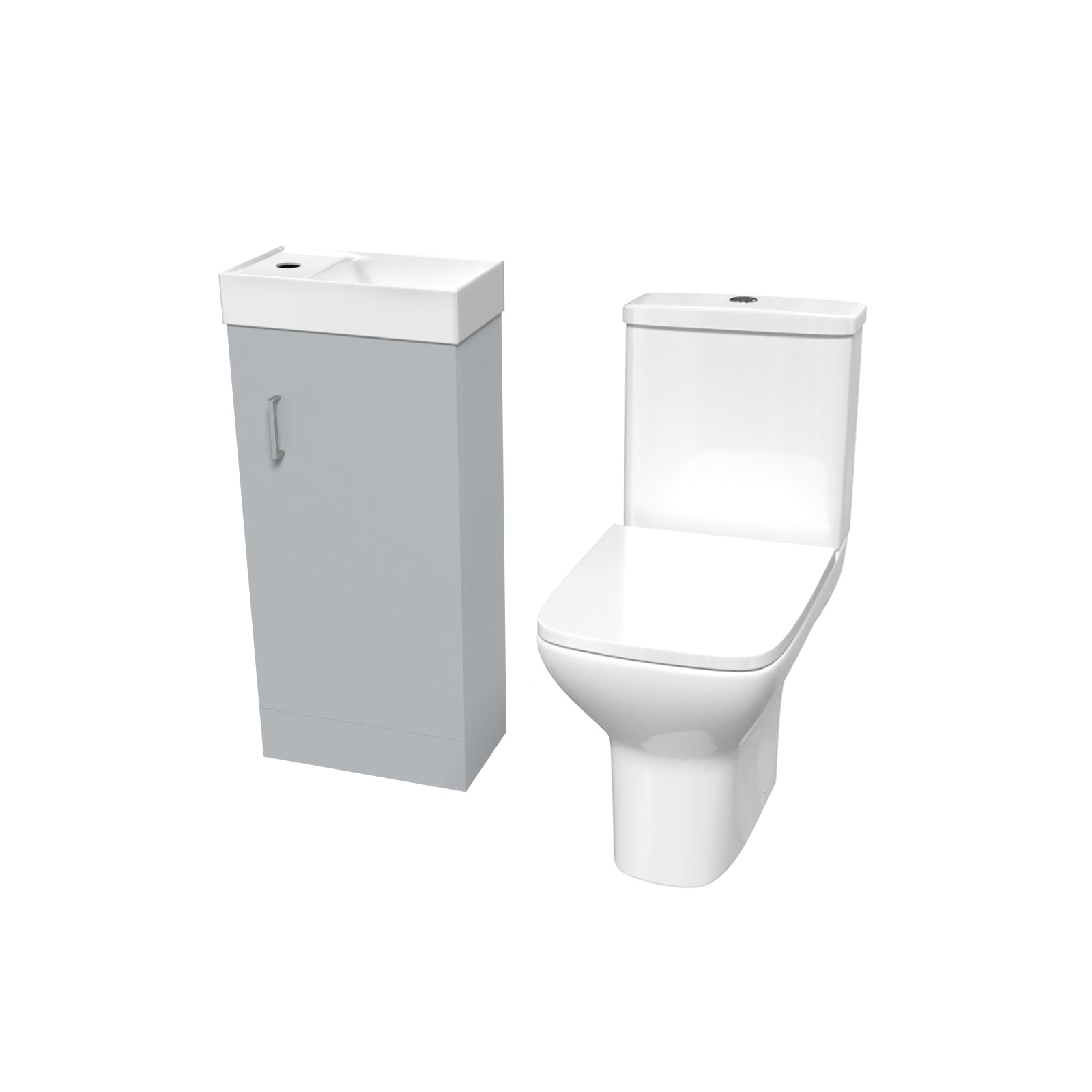 Matte Grey 400mm Cloakroom Vanity Basin Unit & Close Coupled Toilet