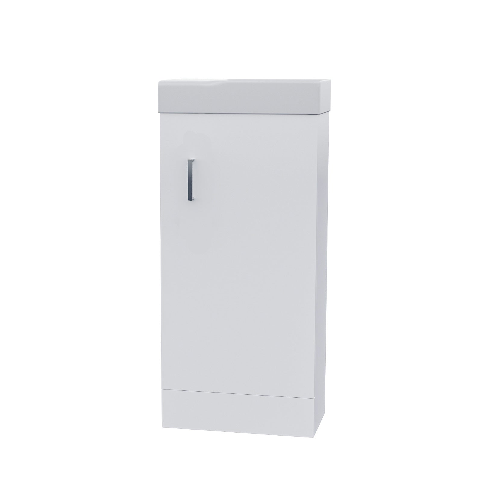 Small Bathroom Suite - Nanuya 400mm White Cloakroom Basin Vanity Unit with Close Coupled Toilet & 1500mm Standard Round Single Ended Bath
