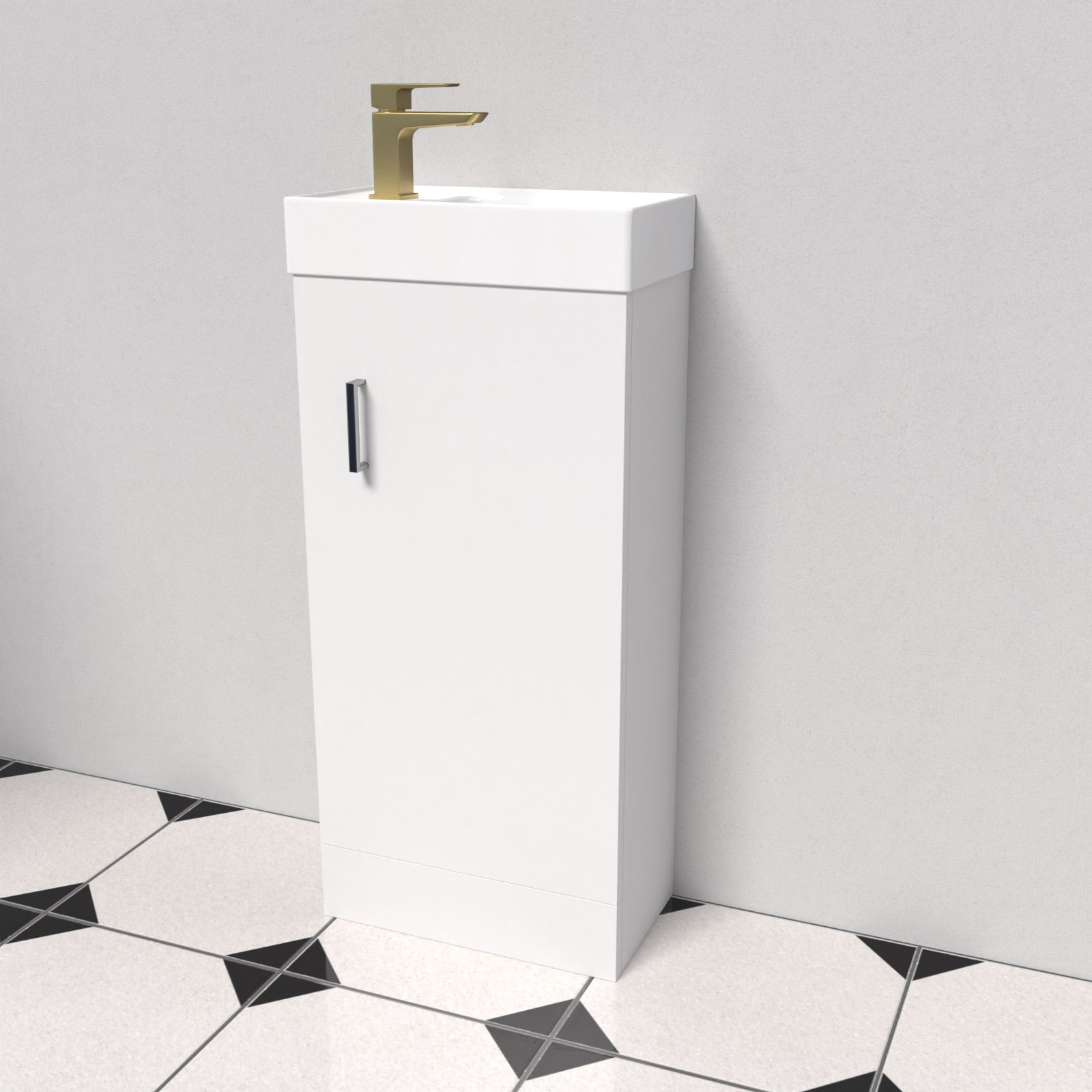 Nanuya White Floorstanding 400mm Vanity Unit & Square Basin Mixer Tap