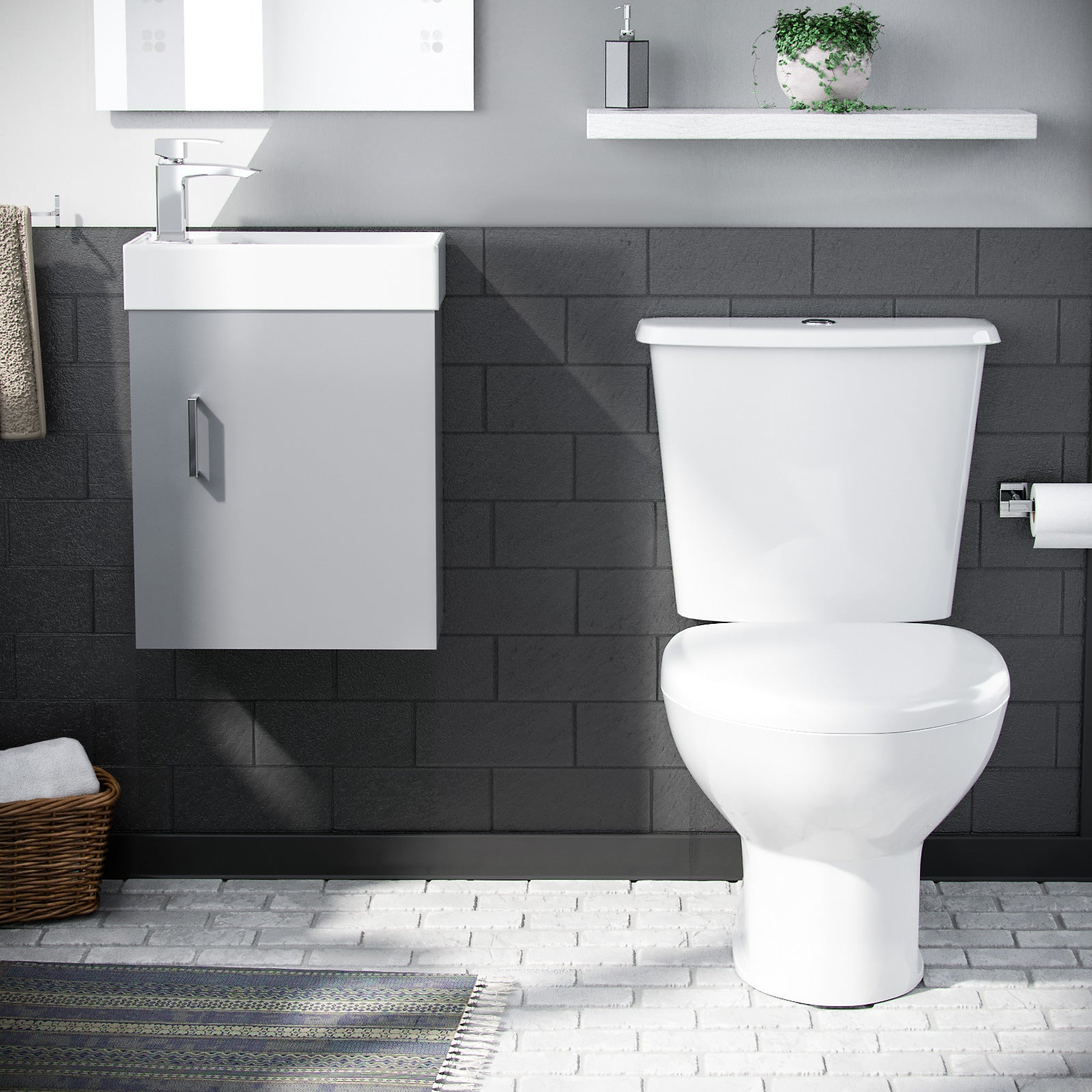 Ellen 550mm Vanity Basin Unit, WC Unit & Elso Back To Wall Toilet White