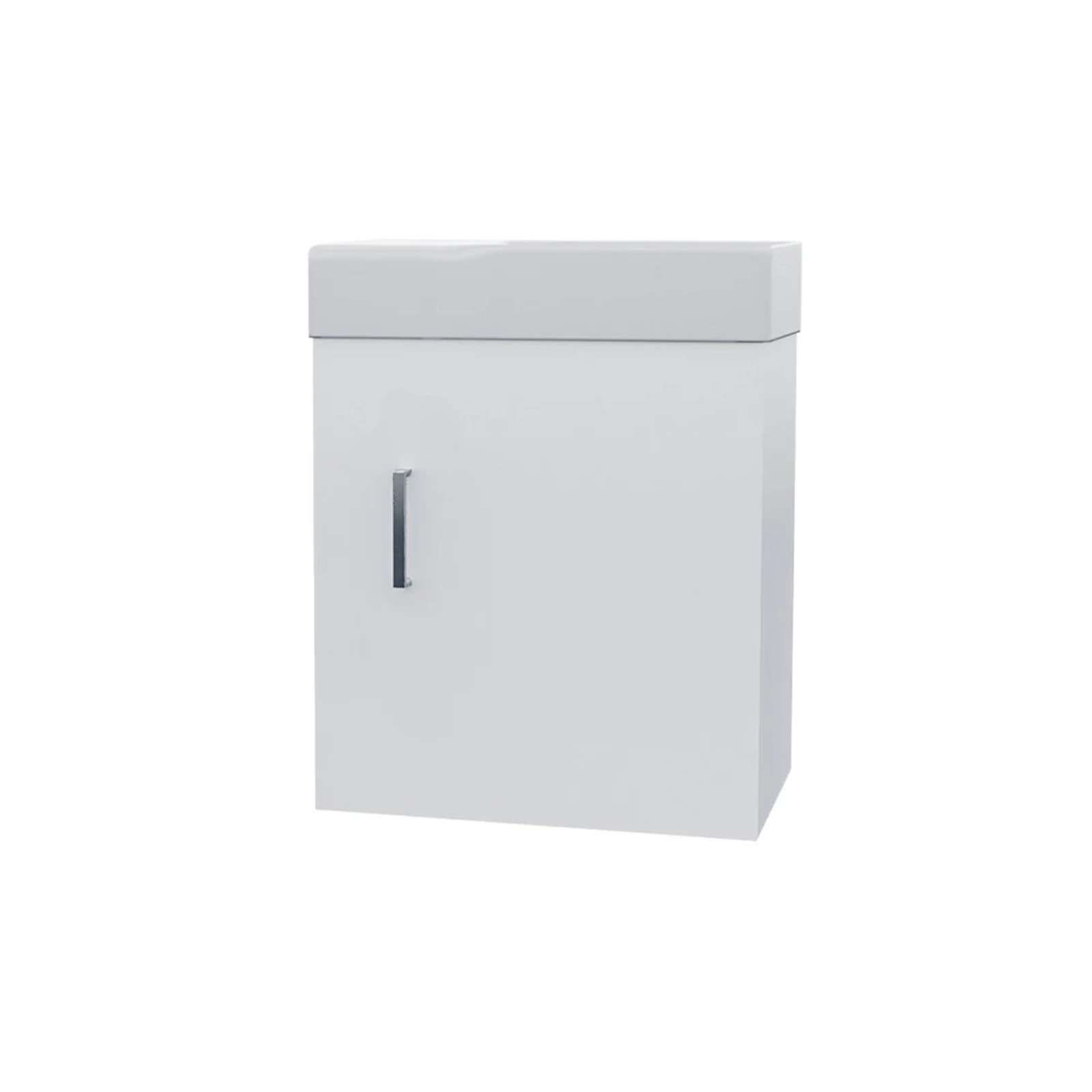 Nanuya Cloakroom 400mm White Wall Hung Vanity Basin Unit & Close Coupled Toilet with Soft Close Seat