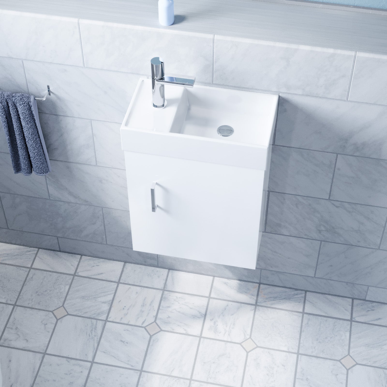 400mm Wall Hung Vanity and Close Coupled Toilet with Soft Close Seat