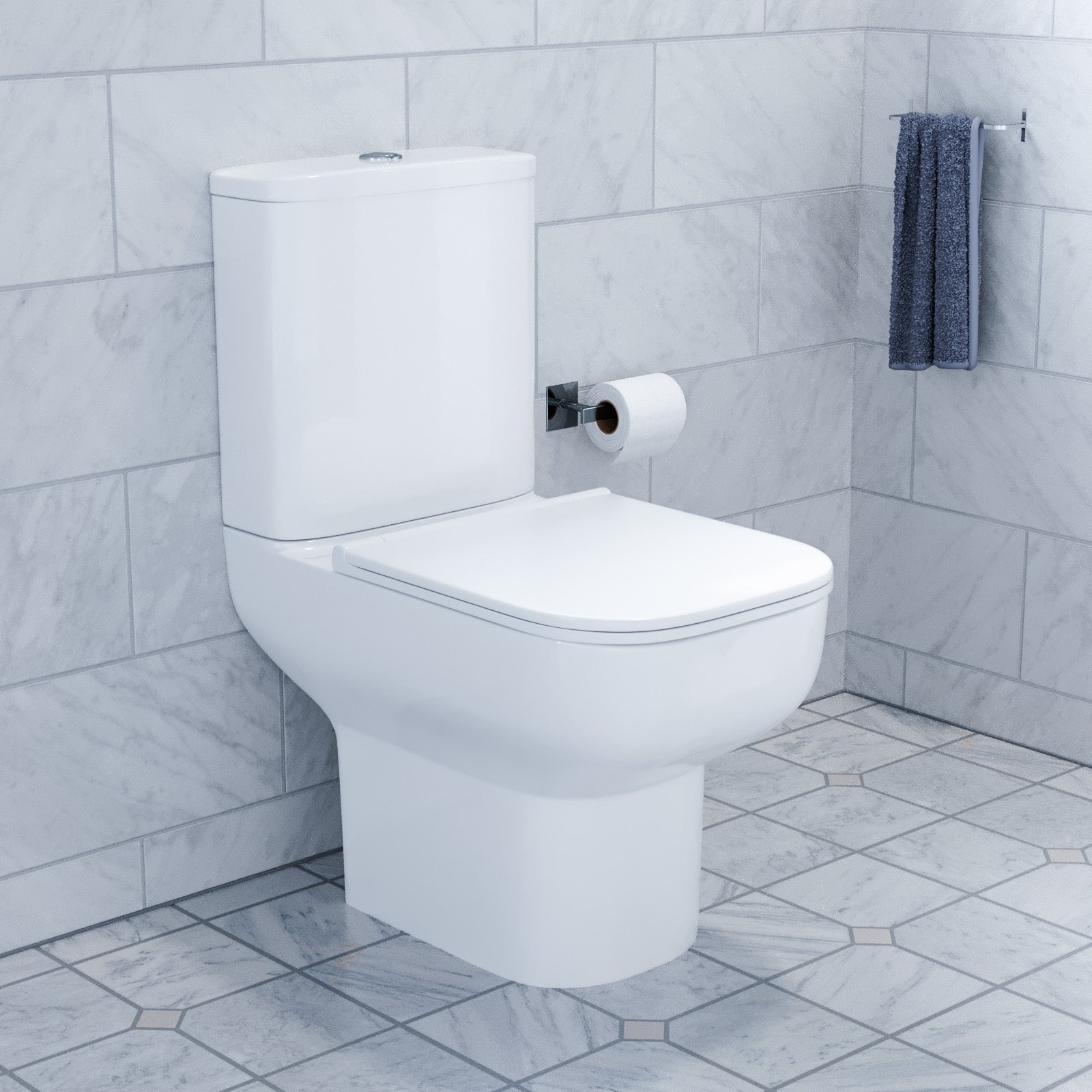 400mm Wall Hung Vanity and Close Coupled Toilet with Soft Close Seat