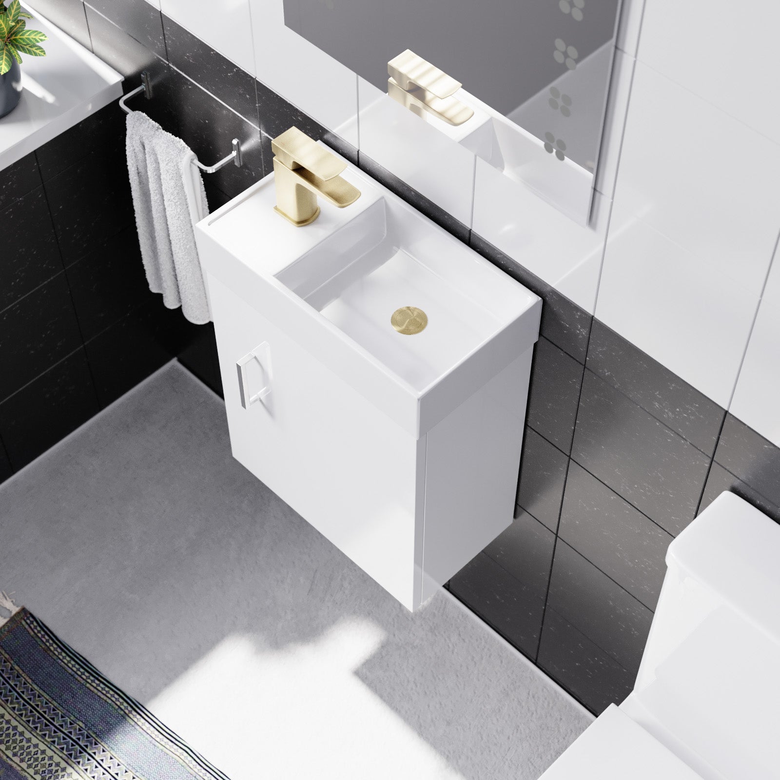 Nanuya White Wall Hung 400mm Vanity Unit & Square Basin Mono Mixer Tap